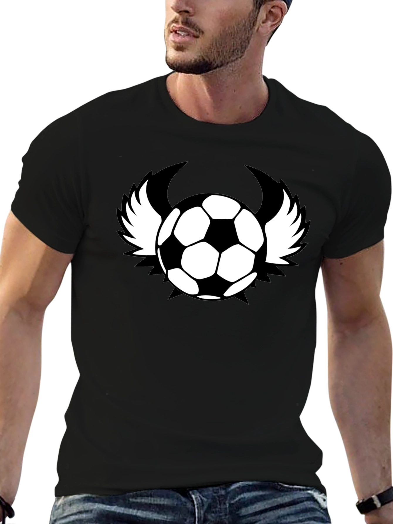Winged Soccer Ball Graphic T-Shirt