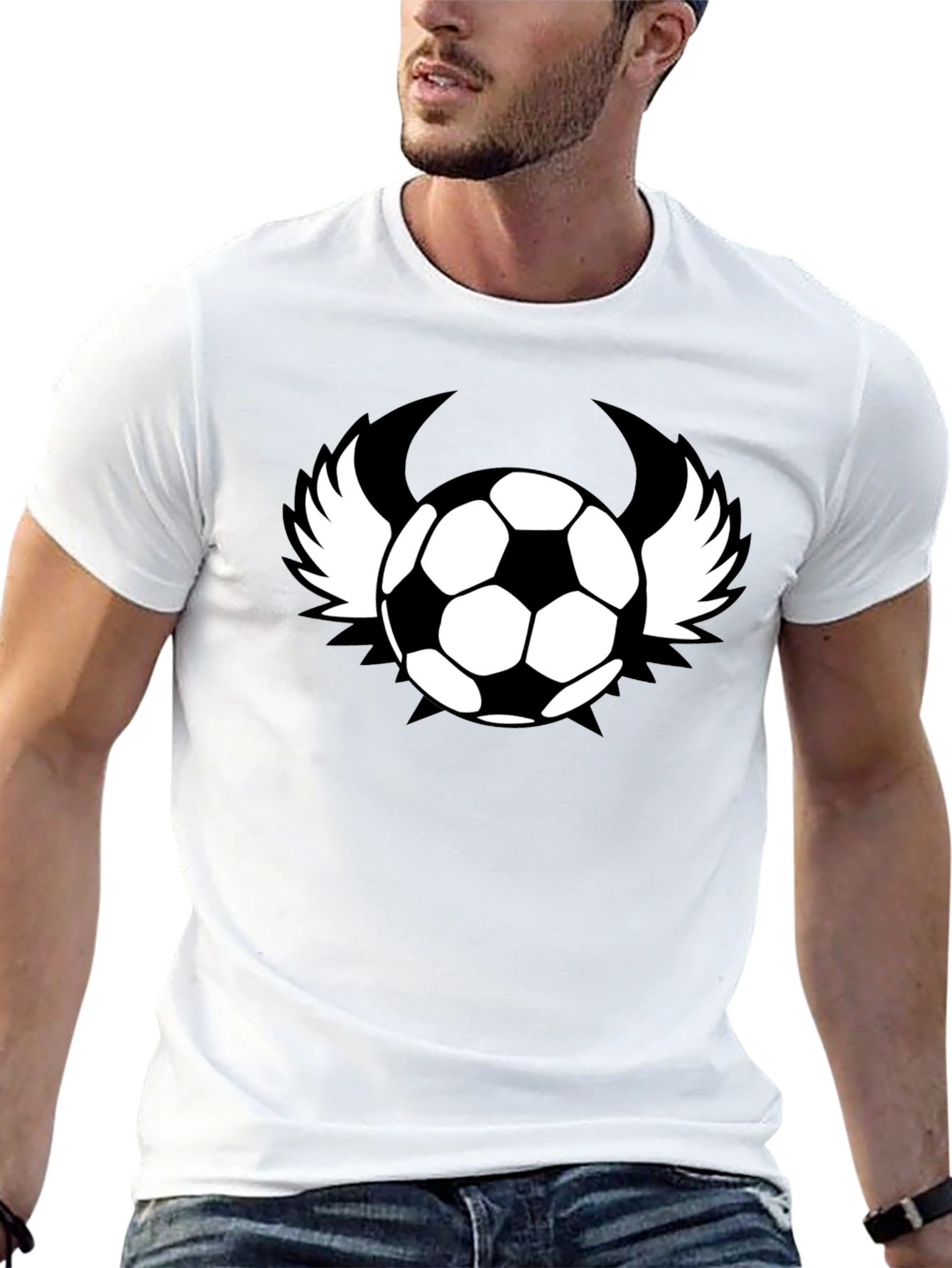 Winged Soccer Ball Graphic T-Shirt