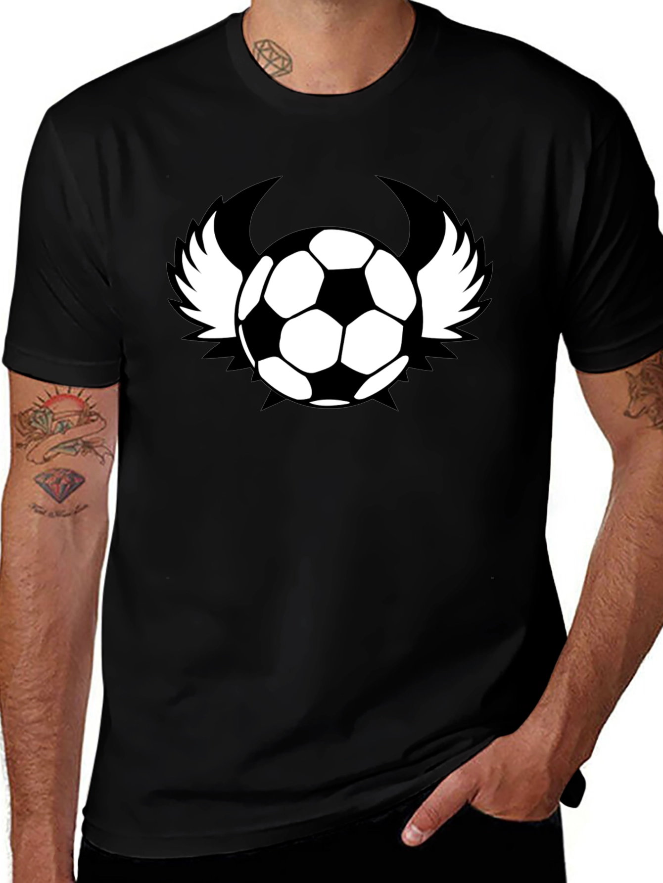 Winged Soccer Ball Graphic T-Shirt