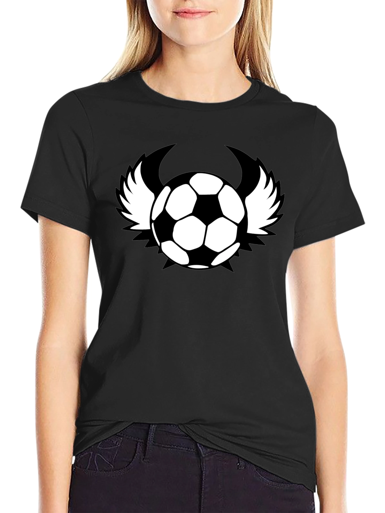 Winged Soccer Ball Graphic T-Shirt