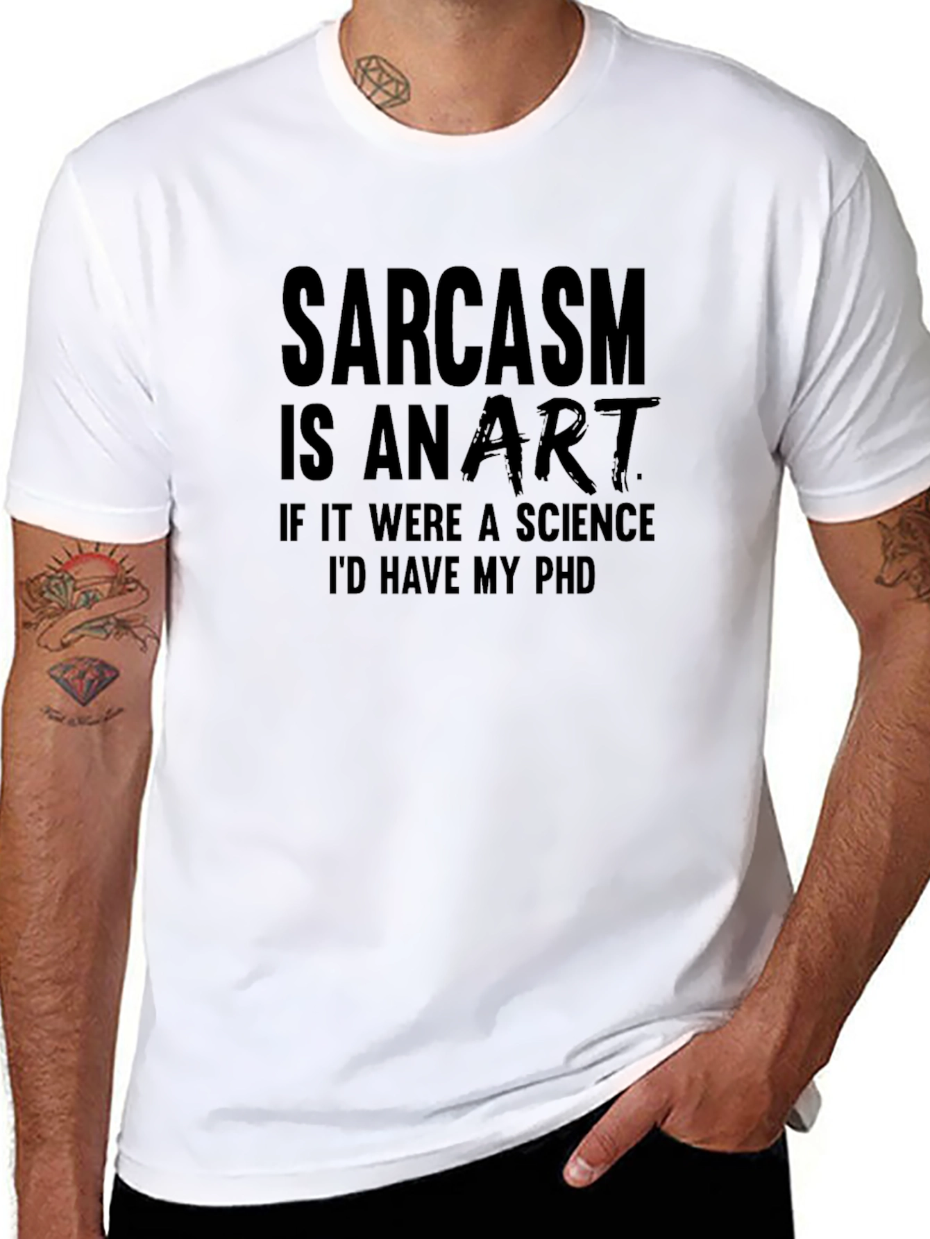 Sarcasm Art Black T-Shirt Novelty Humor Tee