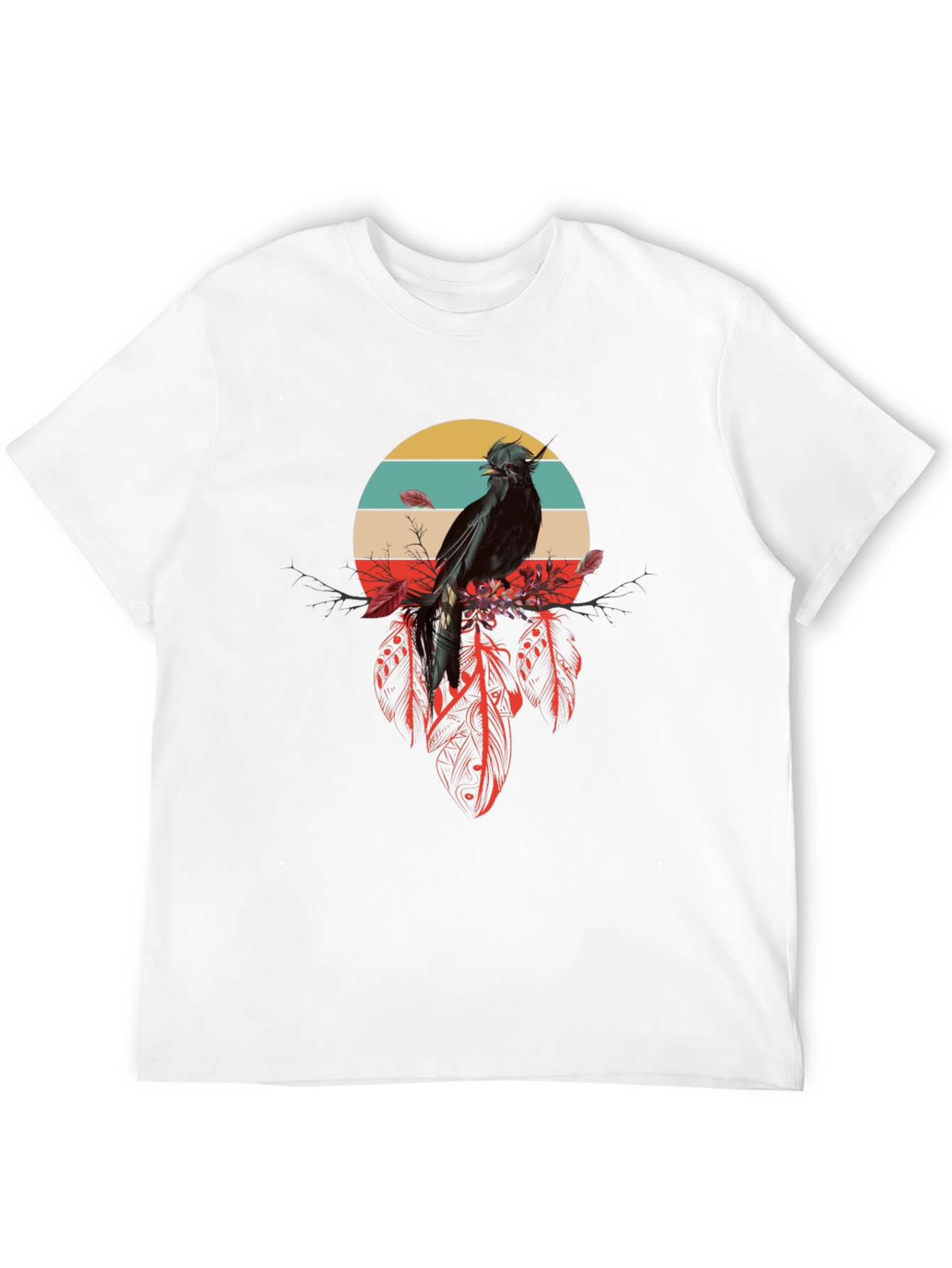 Raven Feather Dream T-Shirt - Retro Bird Design