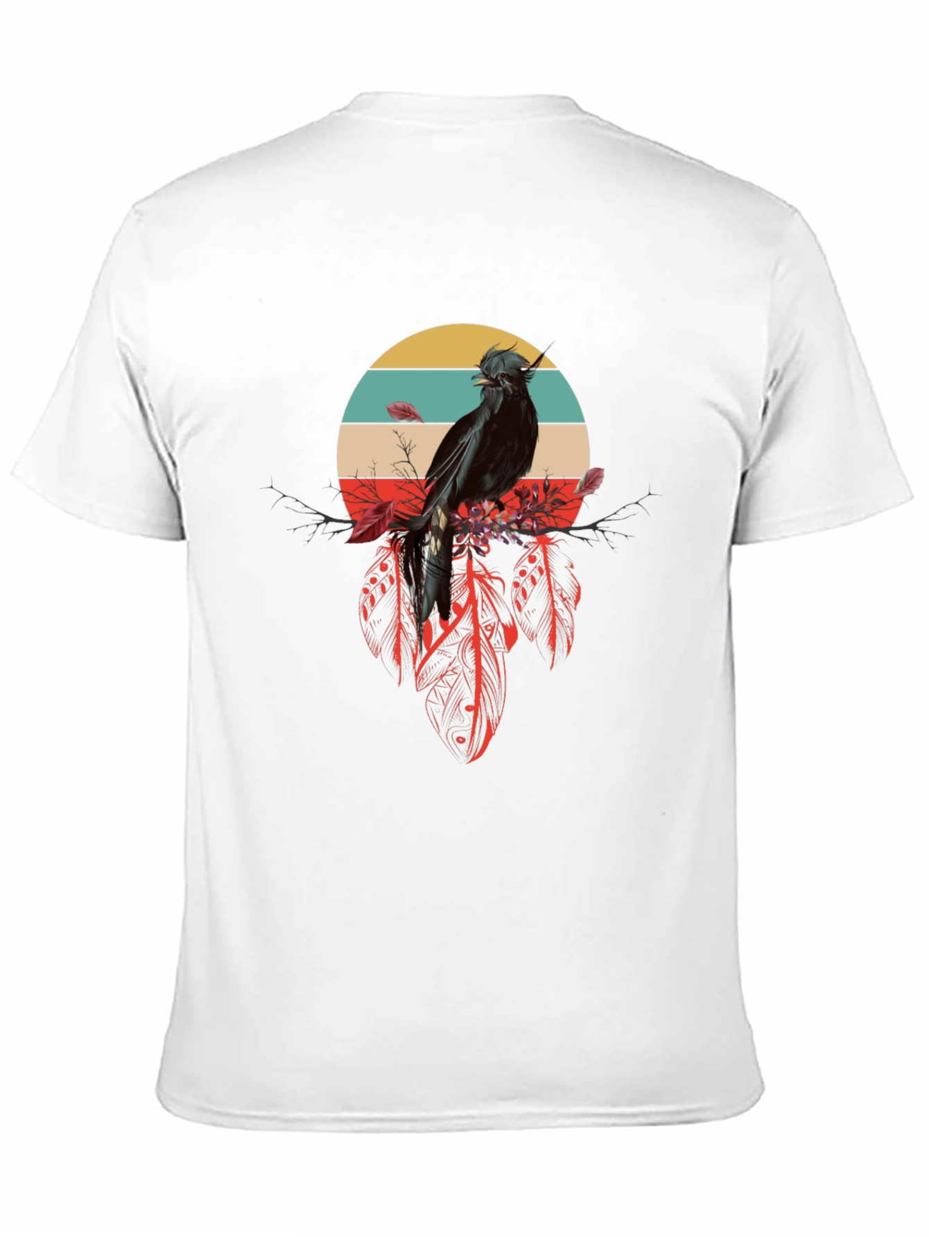 Raven Feather Dream T-Shirt - Retro Bird Design