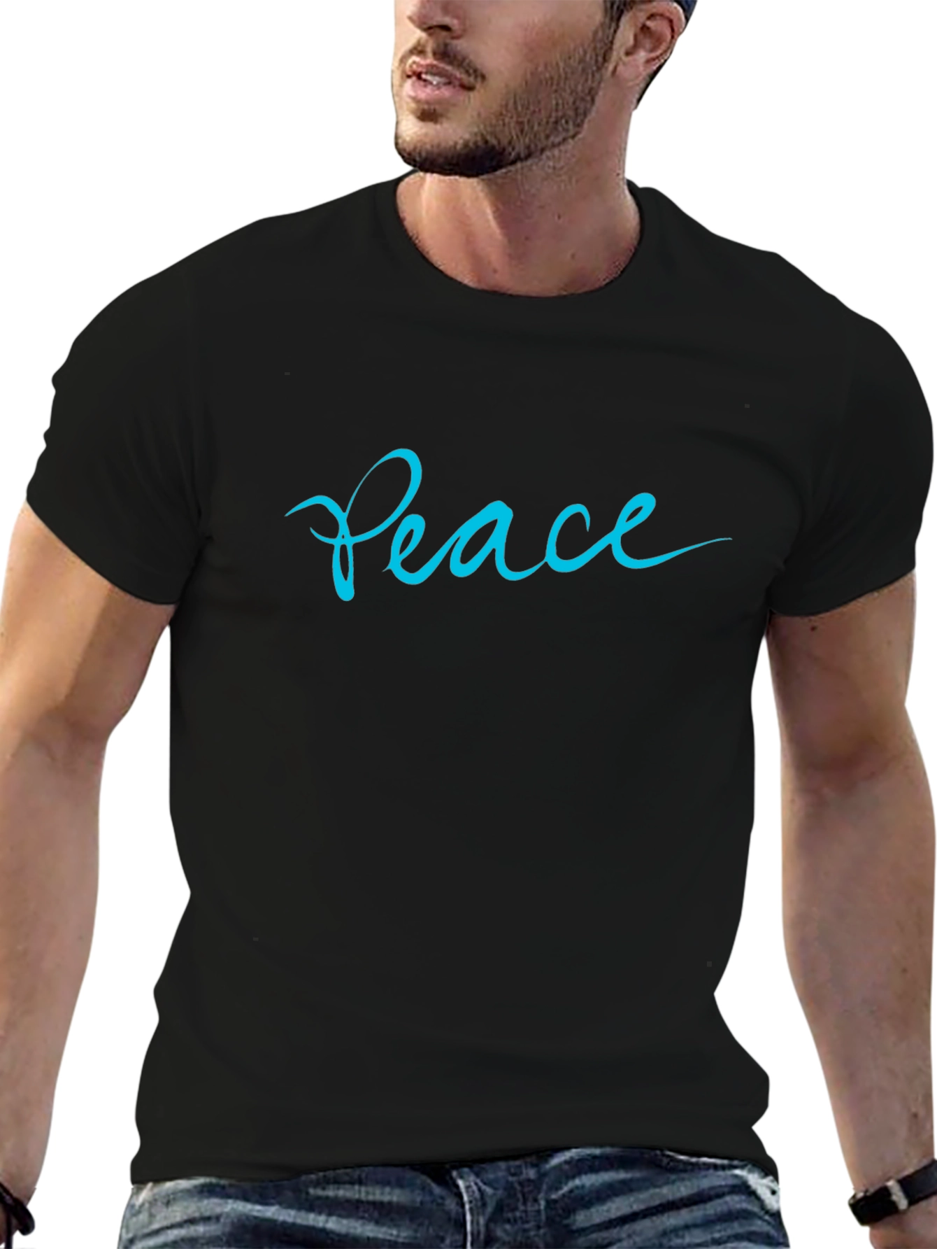 Peace Script Black T-Shirt