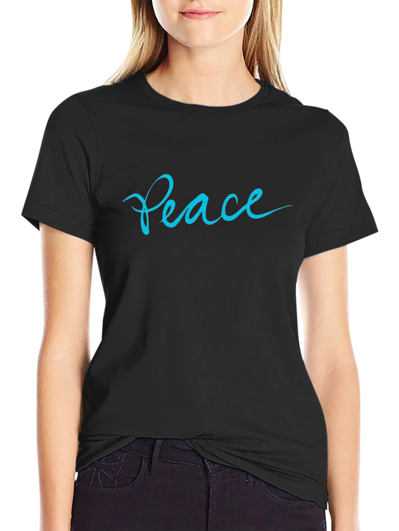 Peace Script Black T-Shirt