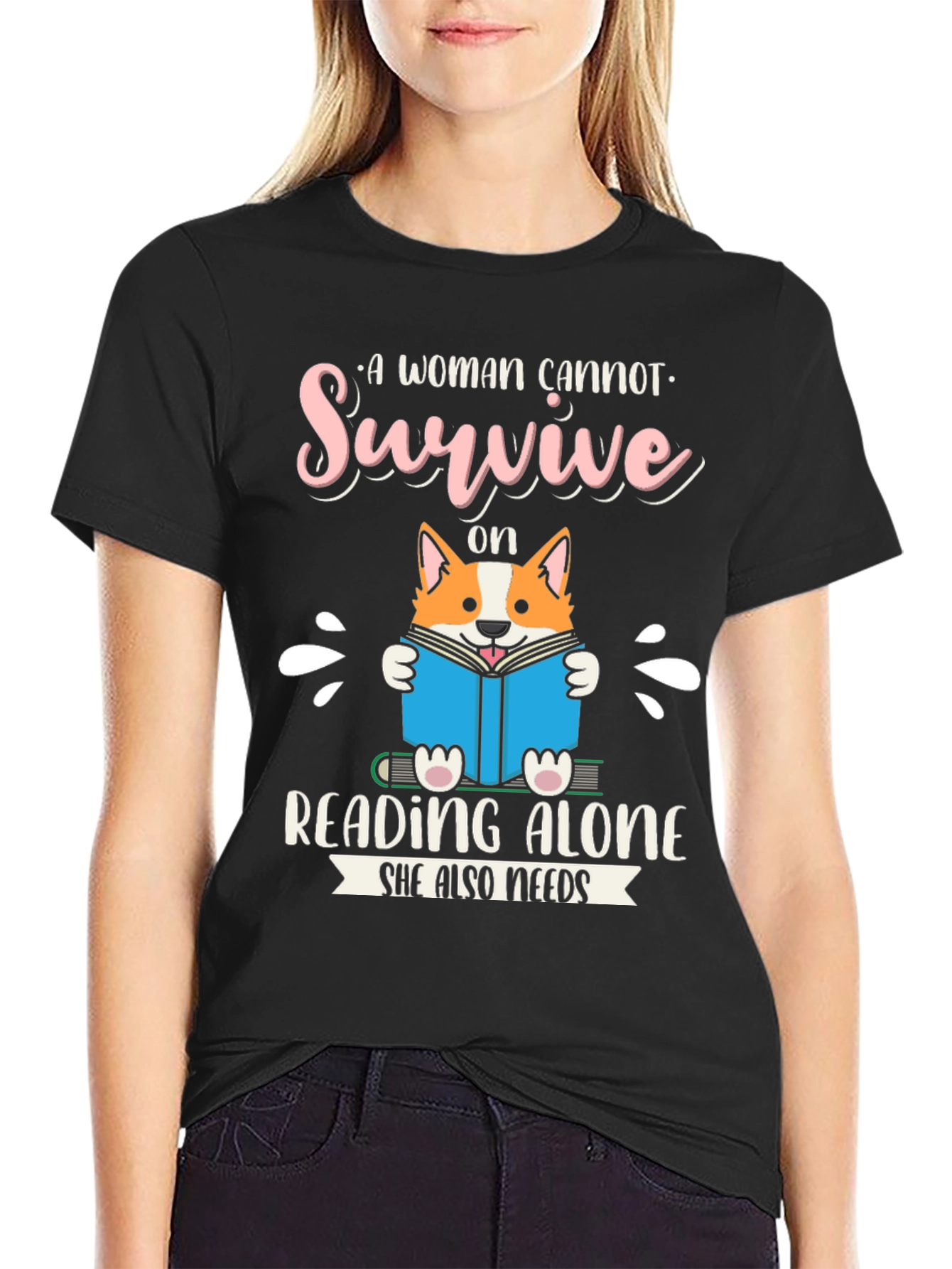 Funny Book Lover Corgi T-Shirt
