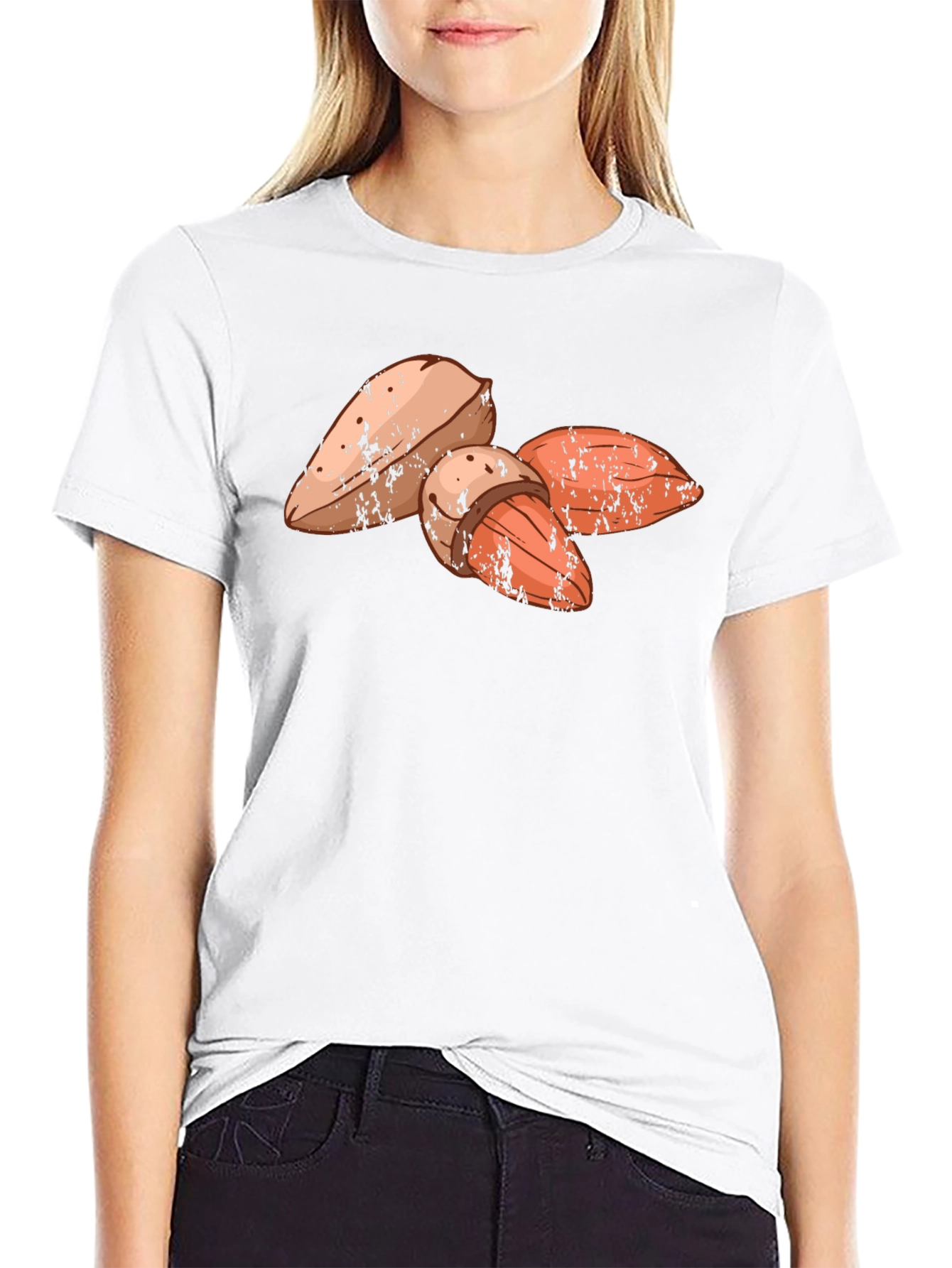 Almond Graphic Print Black T-Shirt