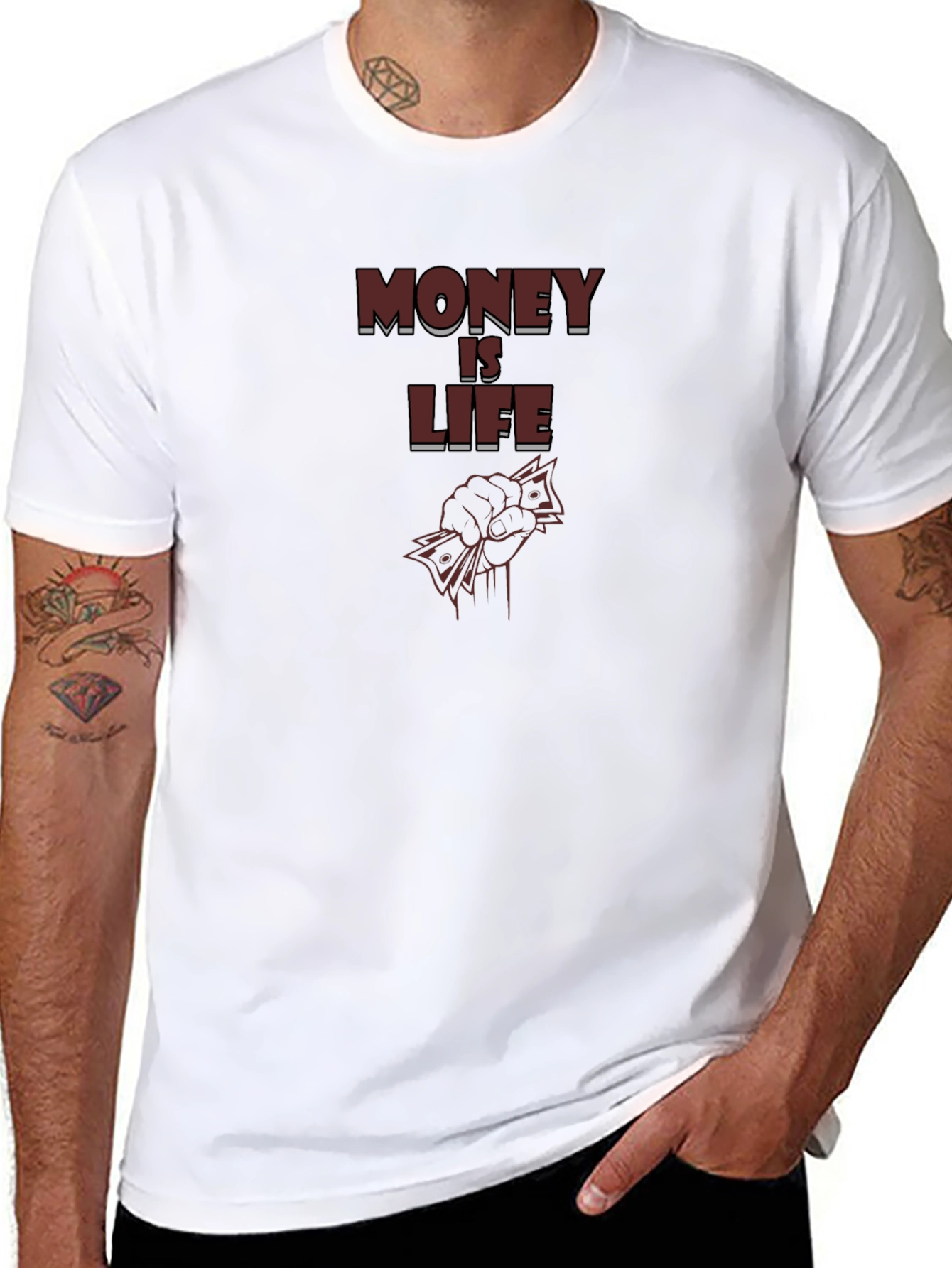 Money Is Life Graphic Tee - Black