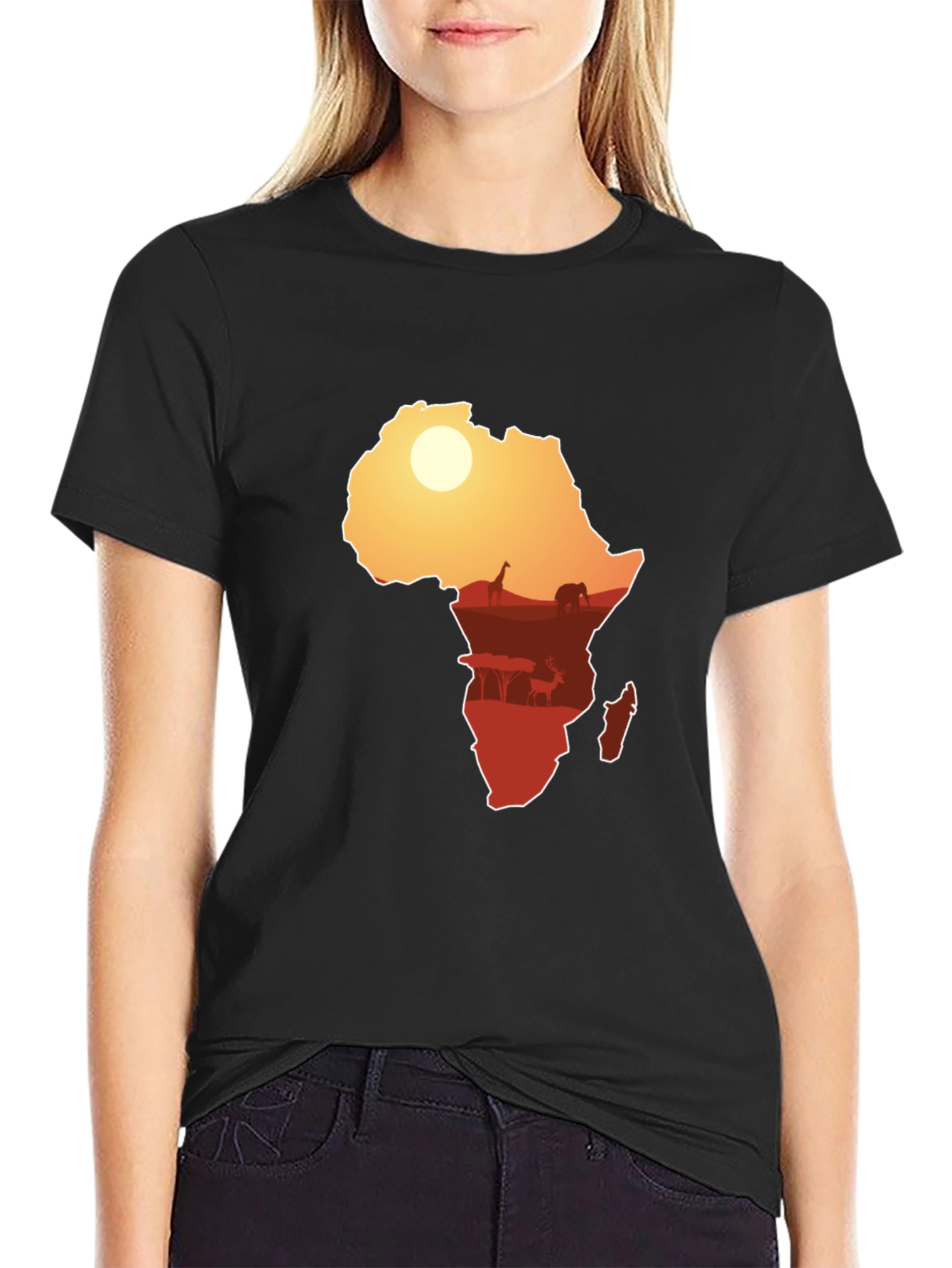 African Silhouette Graphic Tee - Black