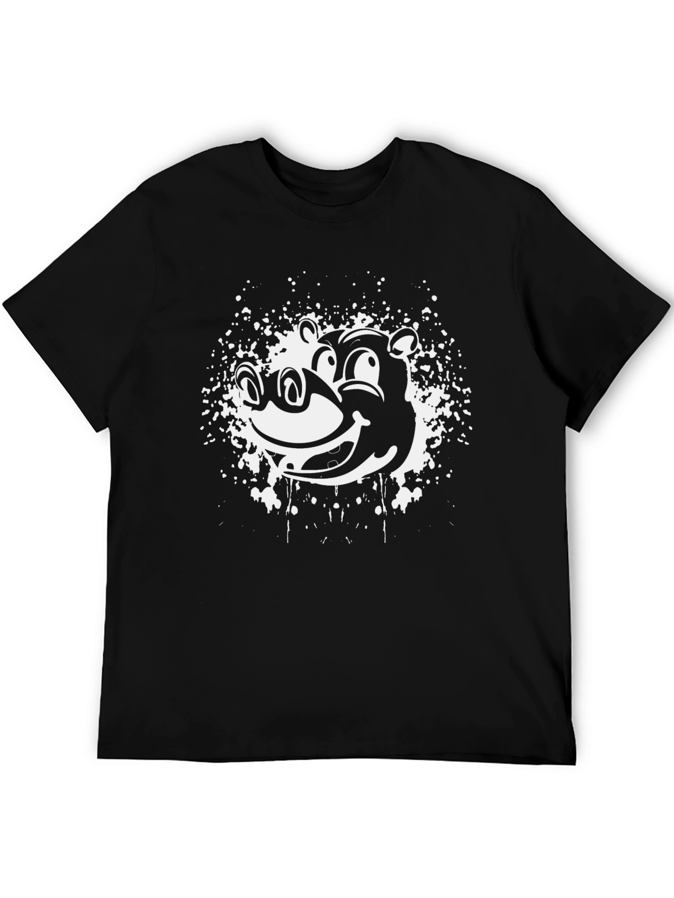 Funky Hippo Graphic Tee - Black Cotton T-Shirt
