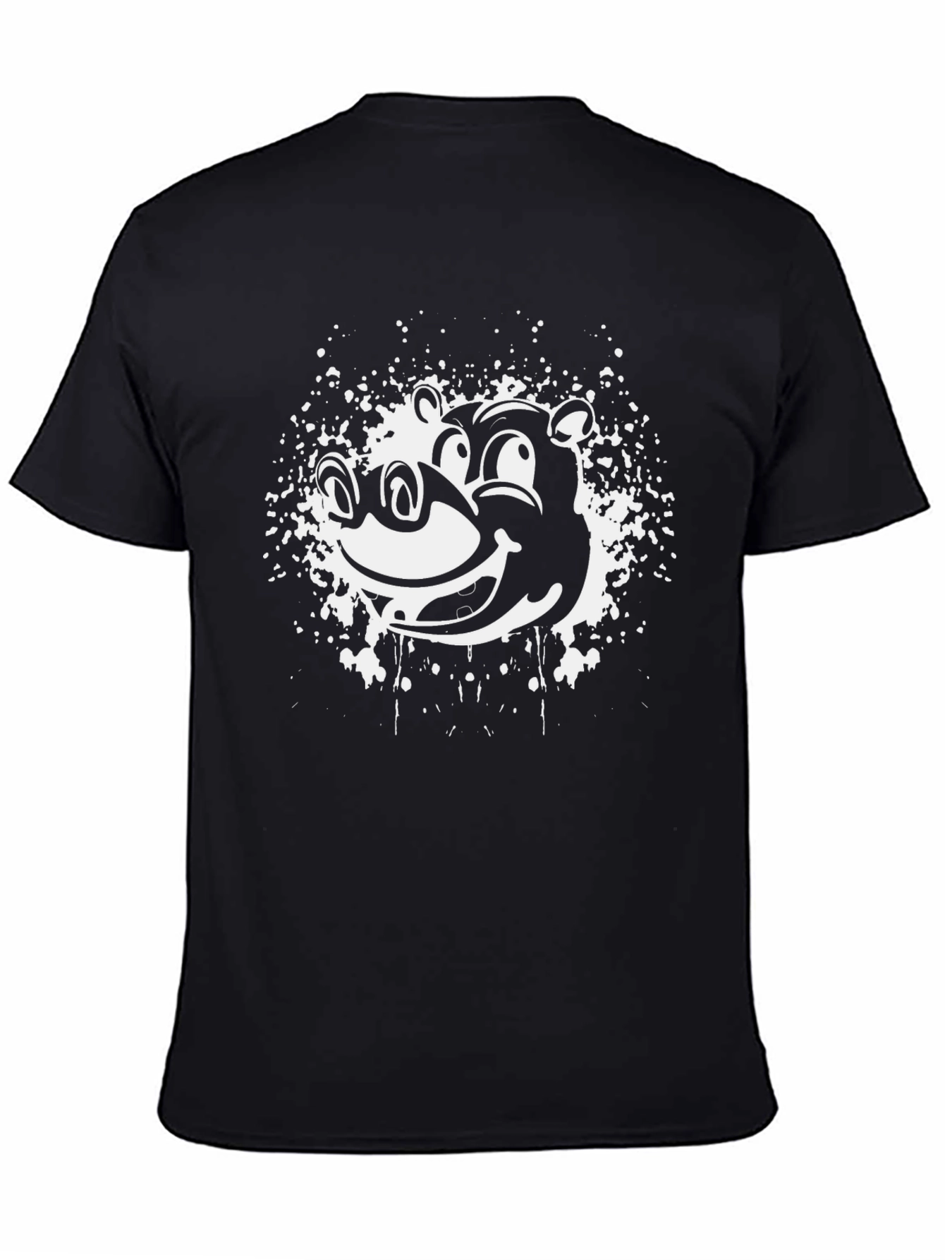 Funky Hippo Graphic Tee - Black Cotton T-Shirt