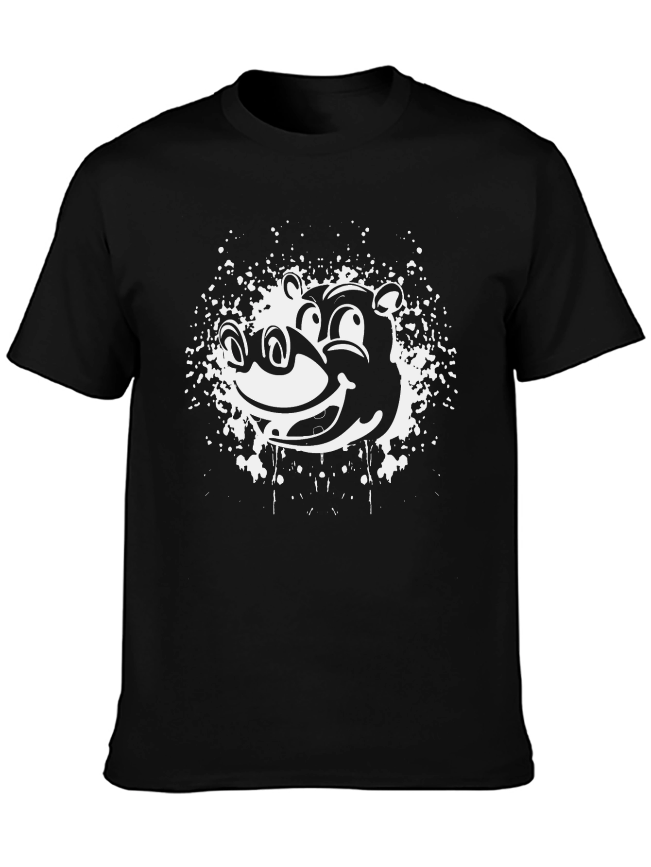 Funky Hippo Graphic Tee - Black Cotton T-Shirt