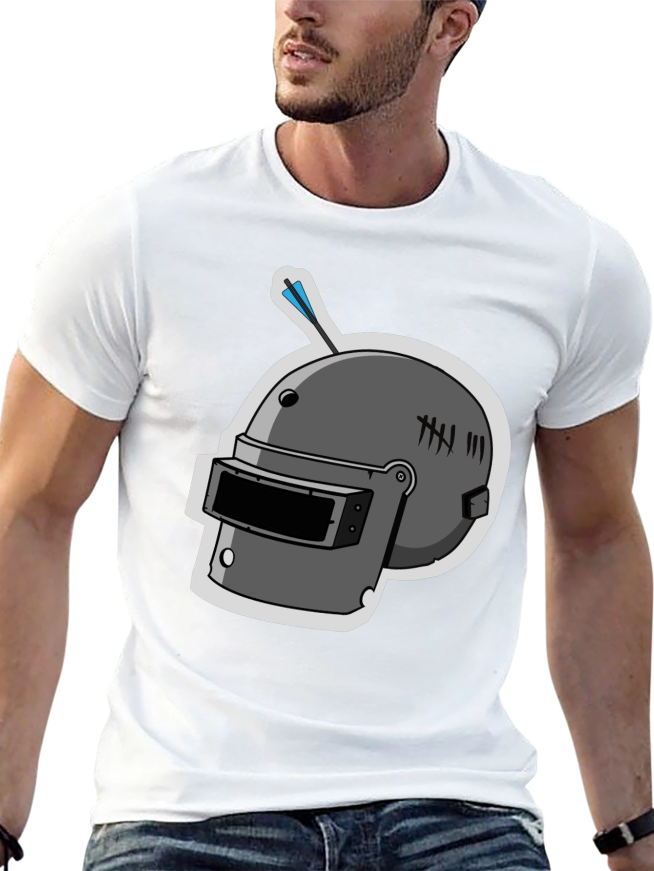 Gaming Helmet Graphic T-Shirt - Black