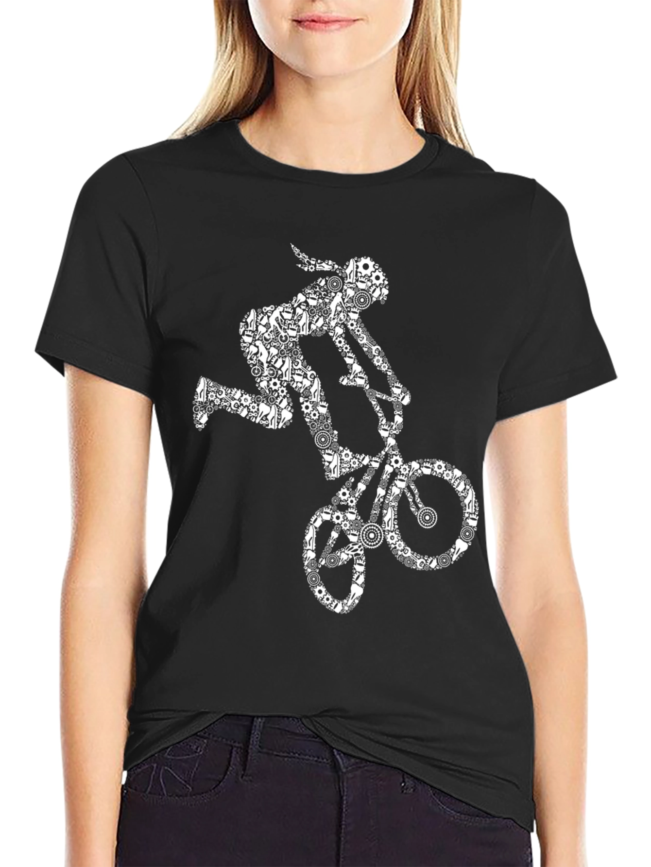 BMX Bike Gears Graphic Tee - Black T-Shirt