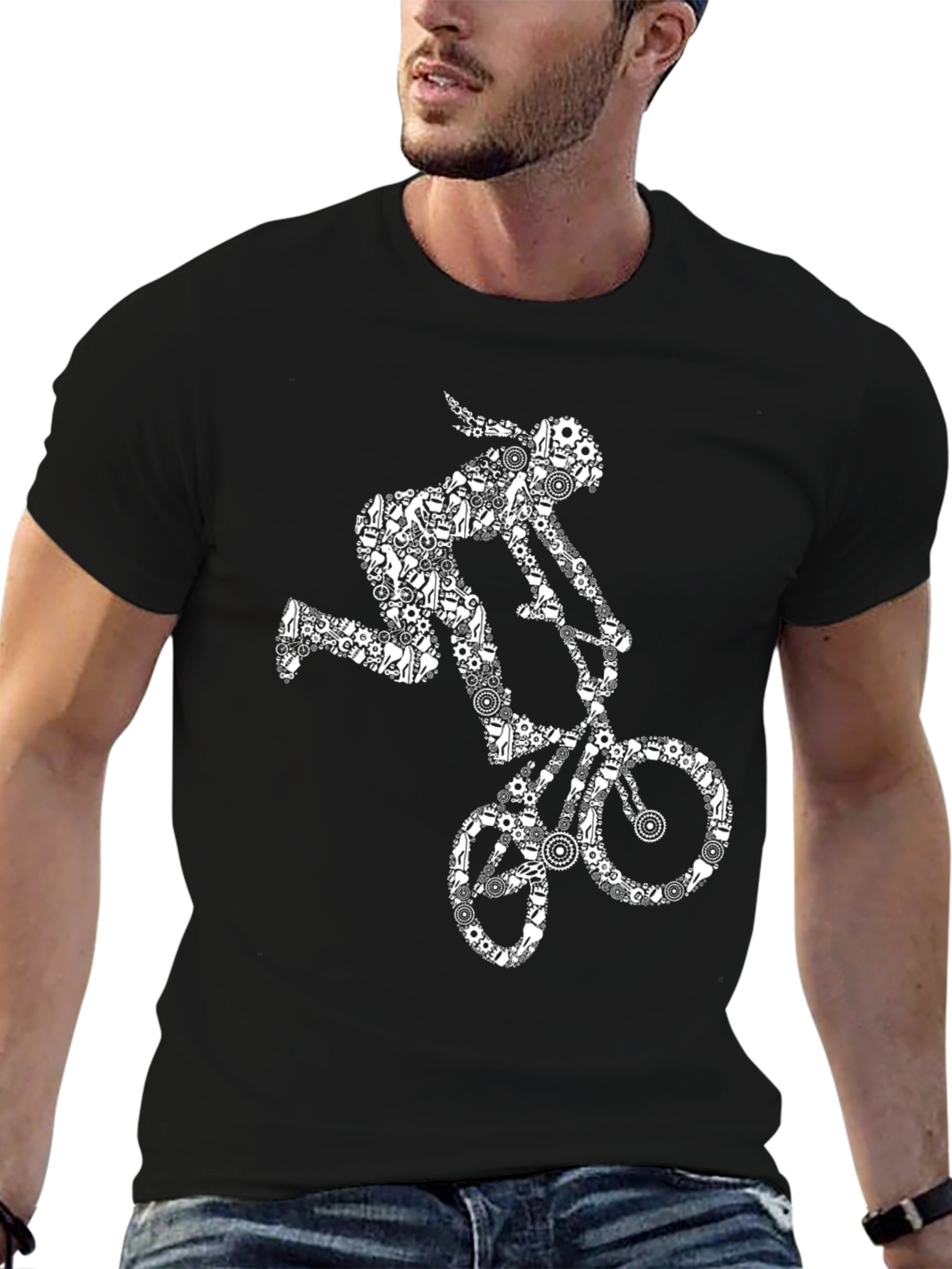 BMX Bike Gears Graphic Tee - Black T-Shirt