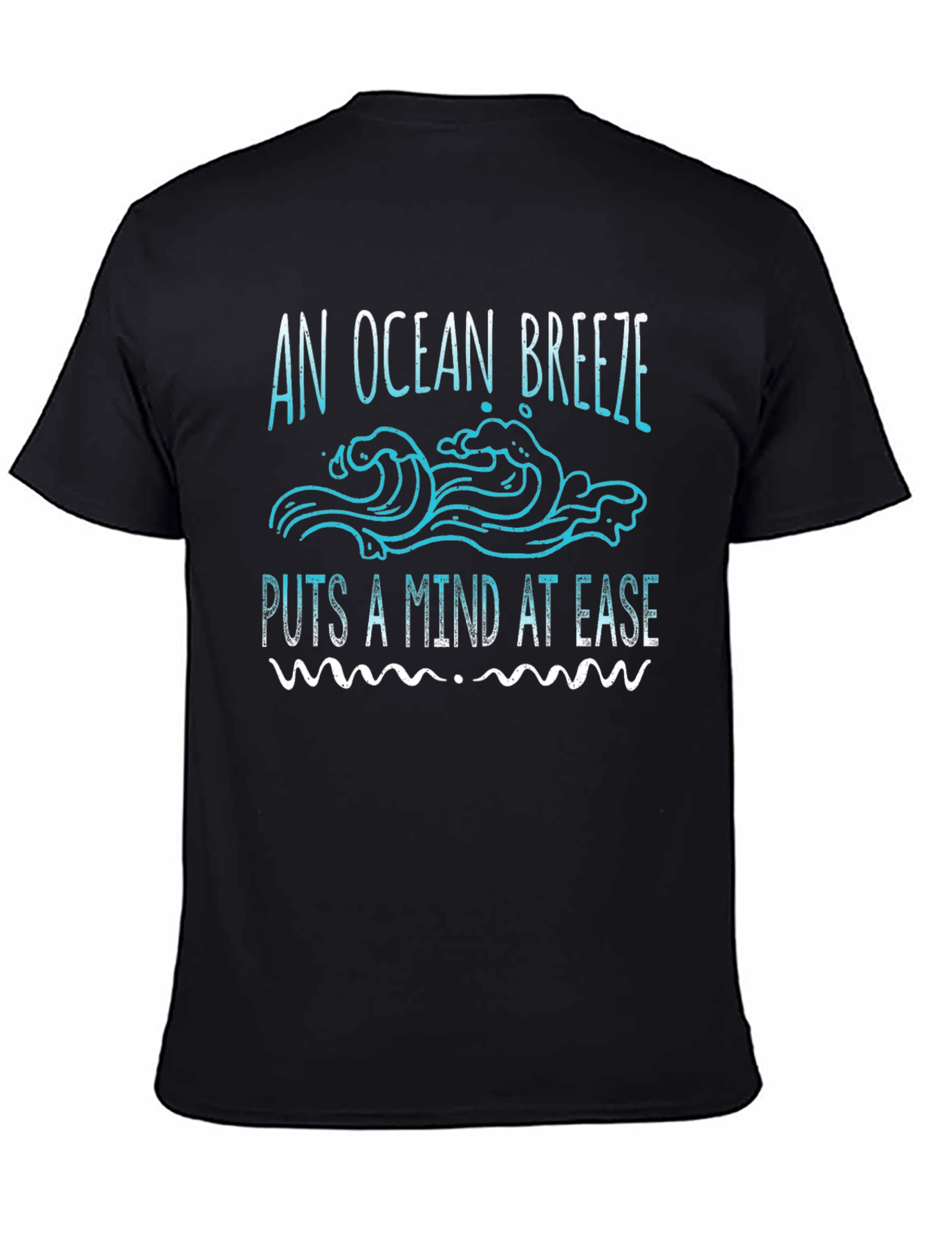 Ocean Breeze Graphic Tee - Relaxed Fit Black T-Shirt