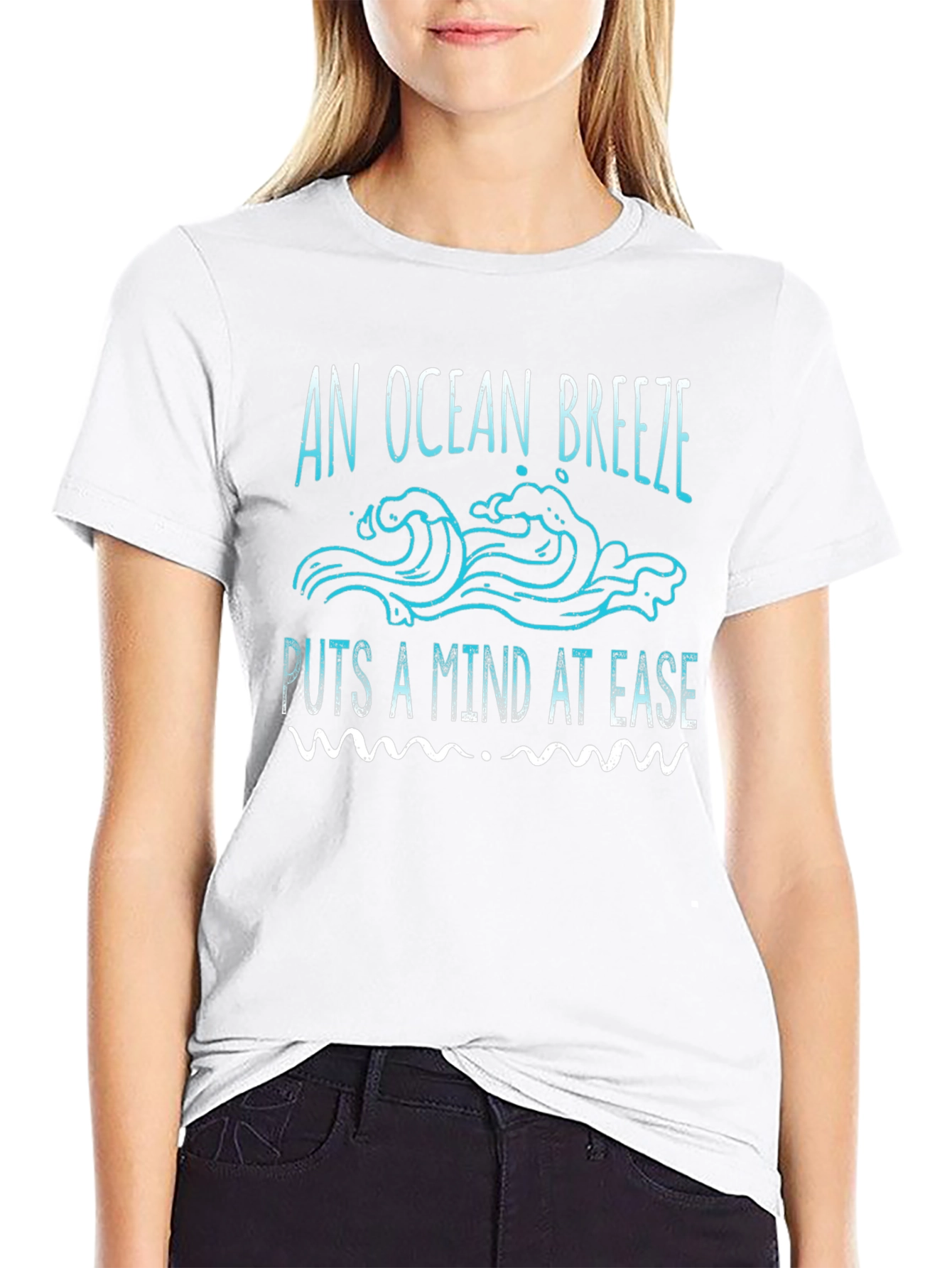 Ocean Breeze Graphic Tee - Relaxed Fit Black T-Shirt