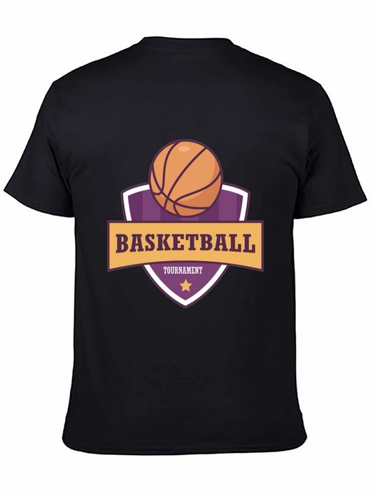 Basketball Tournament Graphic Tee - Black Cotton T-Shirt