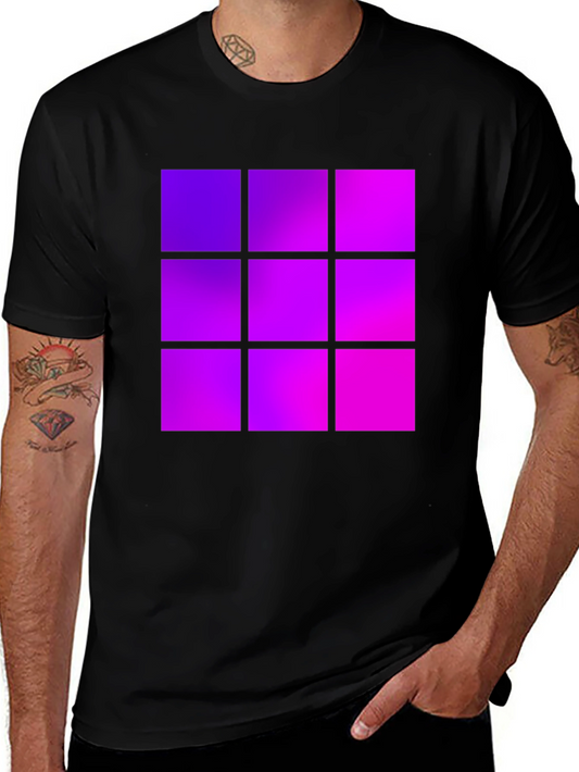 Gradient Squares Graphic Black Tee