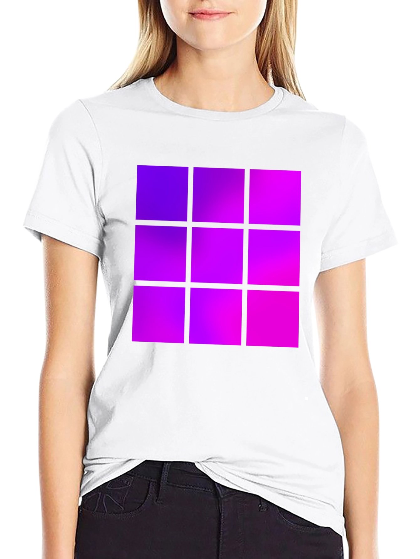 Gradient Squares Graphic Black Tee