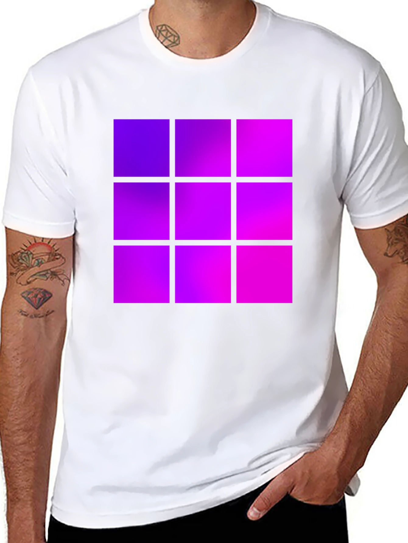 Gradient Squares Graphic Black Tee