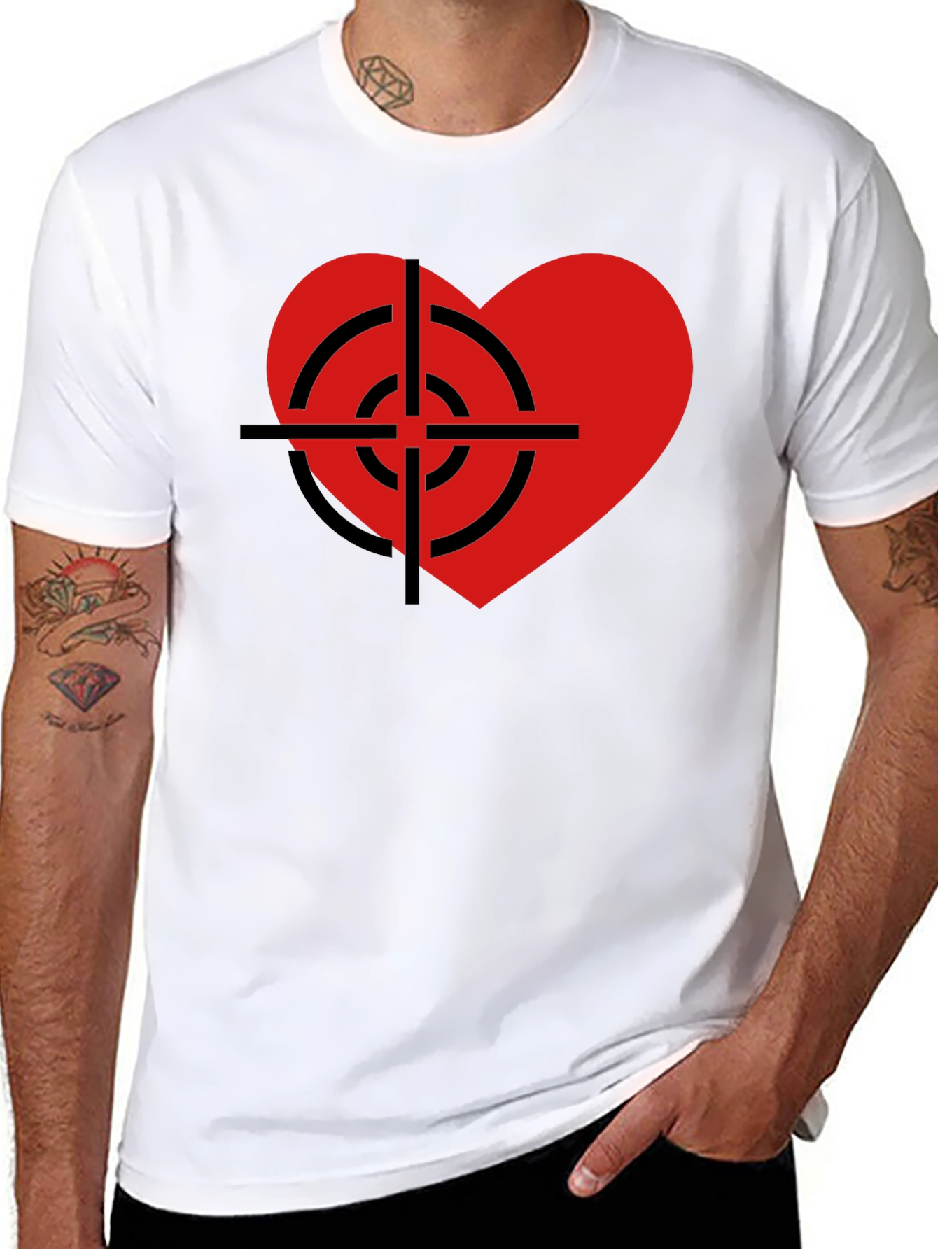Heart Target Graphic T-Shirt - Black
