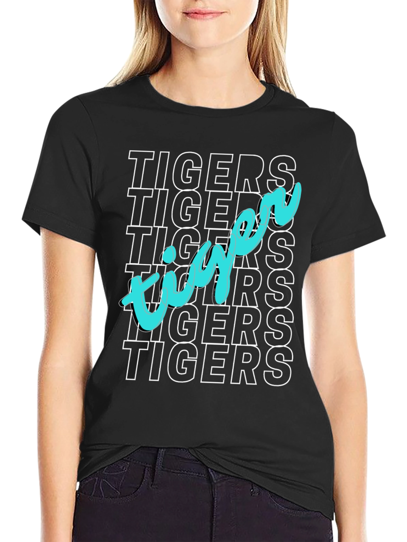 Tigers Graphic Print Black T-Shirt