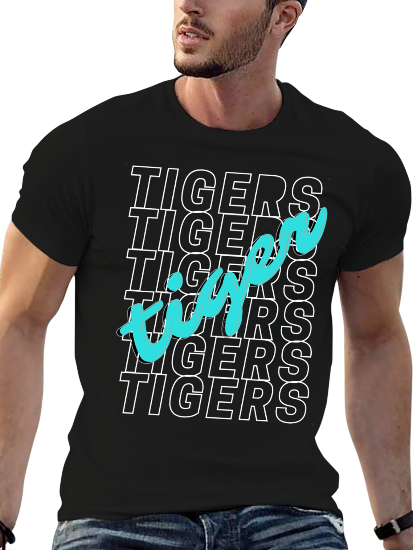 Tigers Graphic Print Black T-Shirt