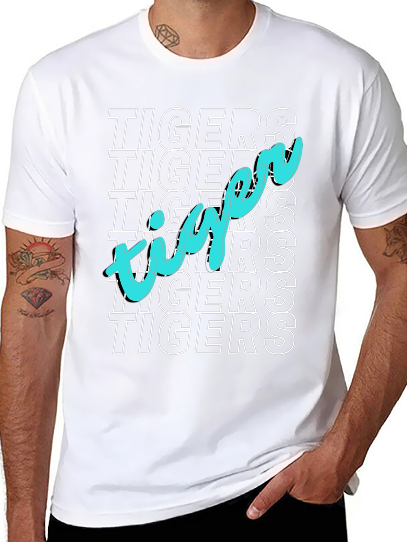 Tigers Graphic Print Black T-Shirt