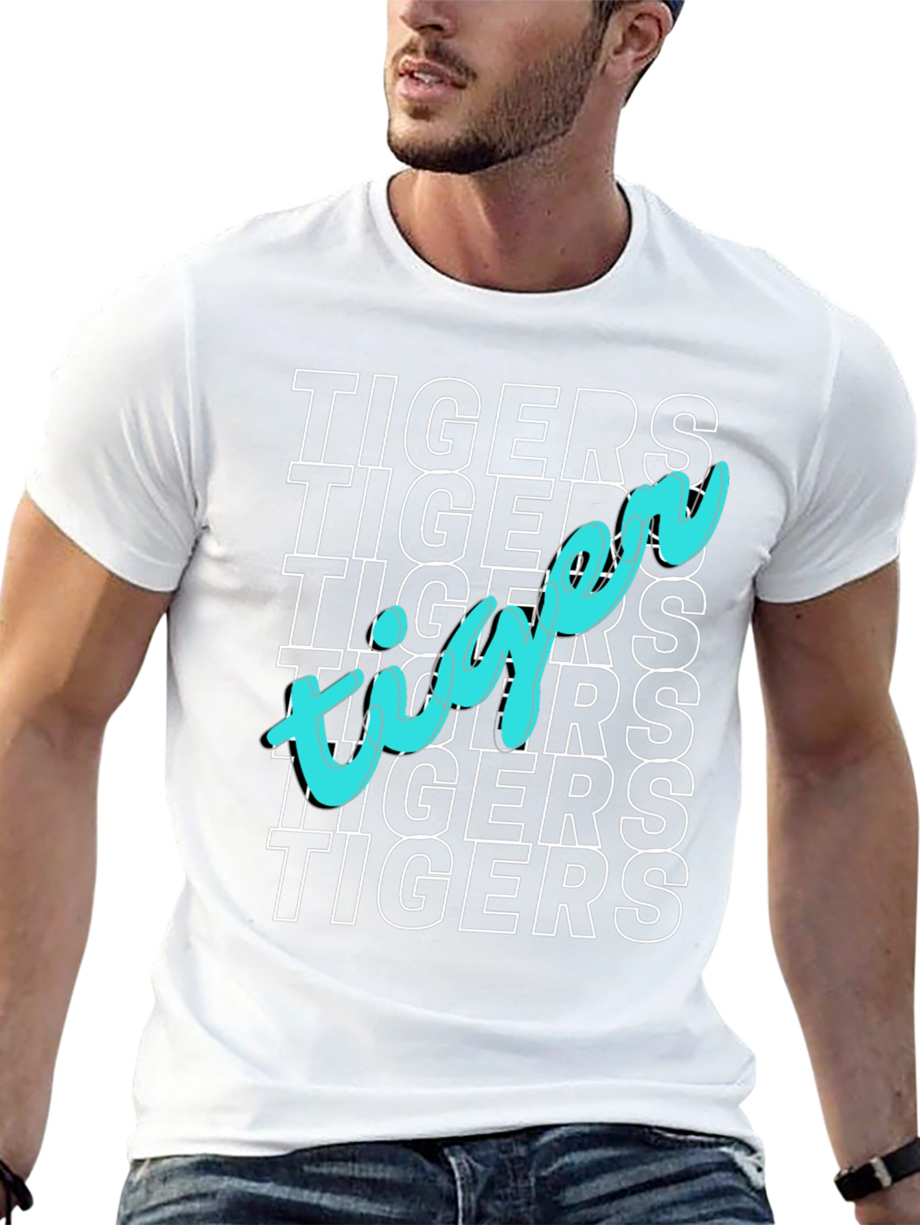 Tigers Graphic Print Black T-Shirt