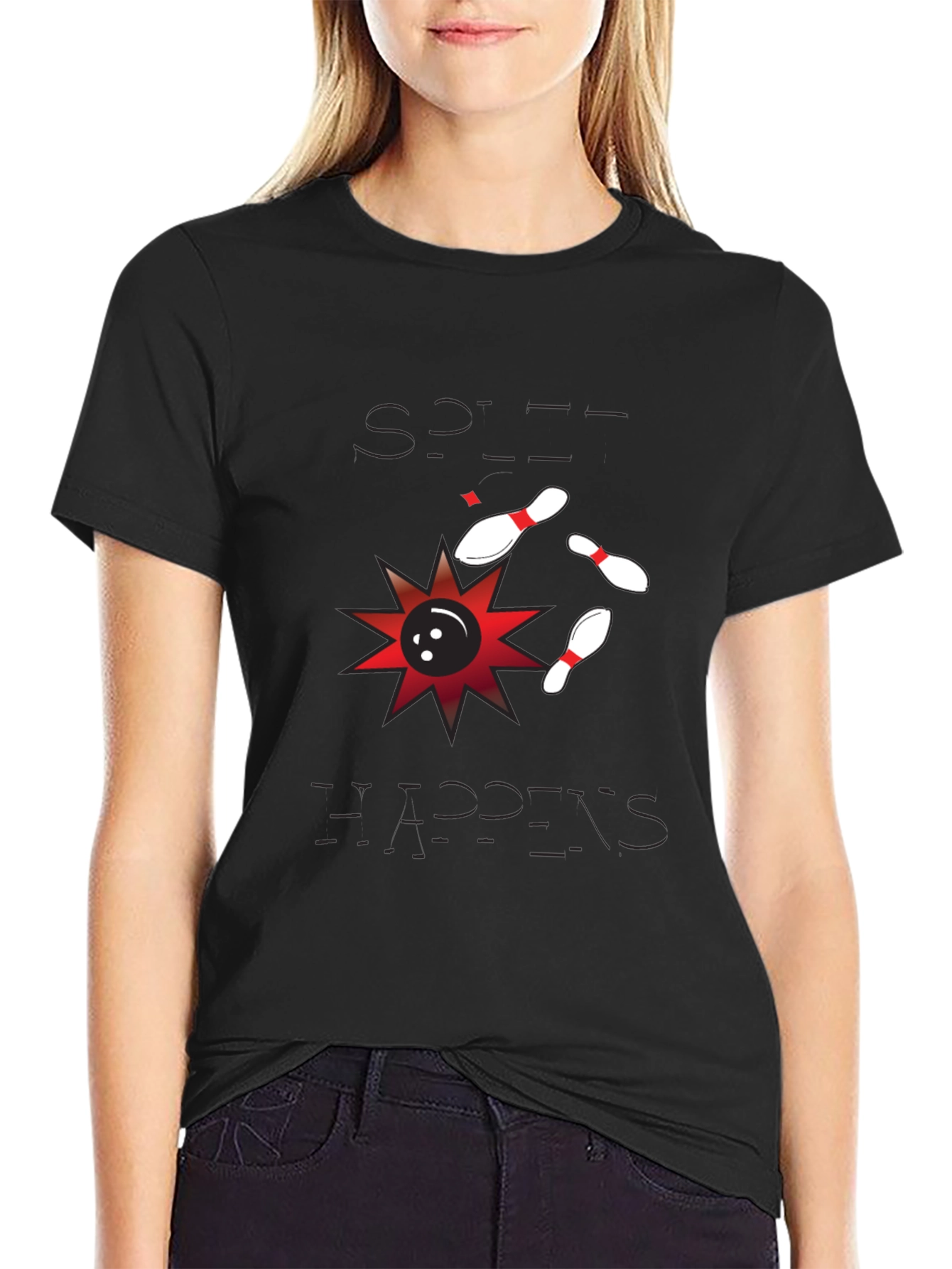 Split Happens Bowling T-Shirt - Mens Black Graphic Tee