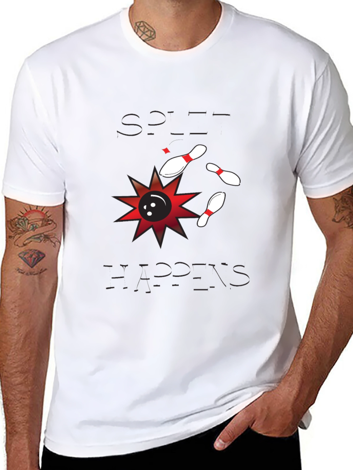Split Happens Bowling T-Shirt - Mens Black Graphic Tee