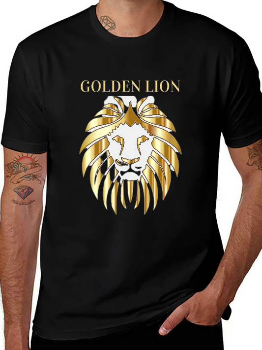Golden Lion Graphic Tee - Premium Black T-Shirt