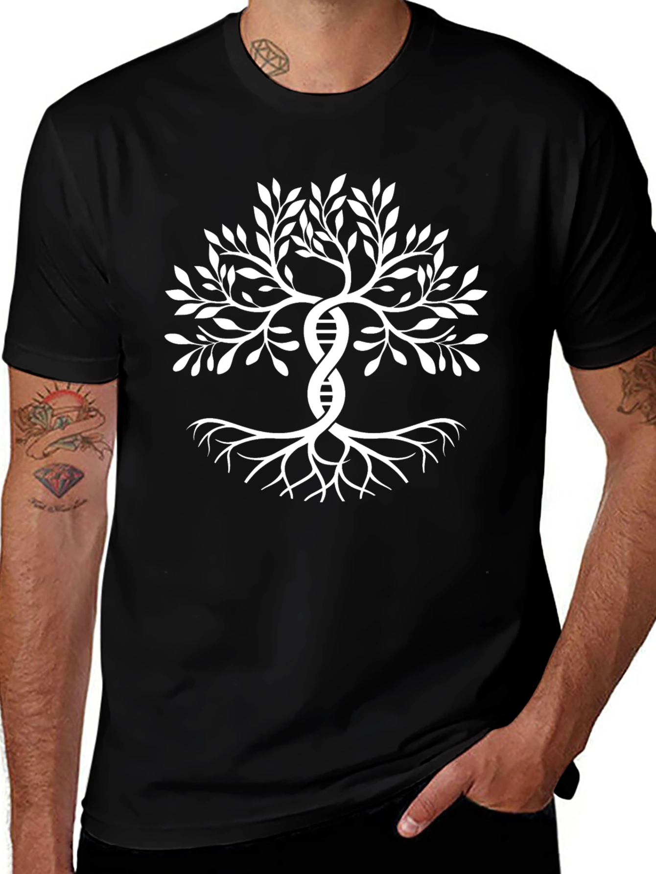 DNA Tree of Life Black Graphic T-Shirt