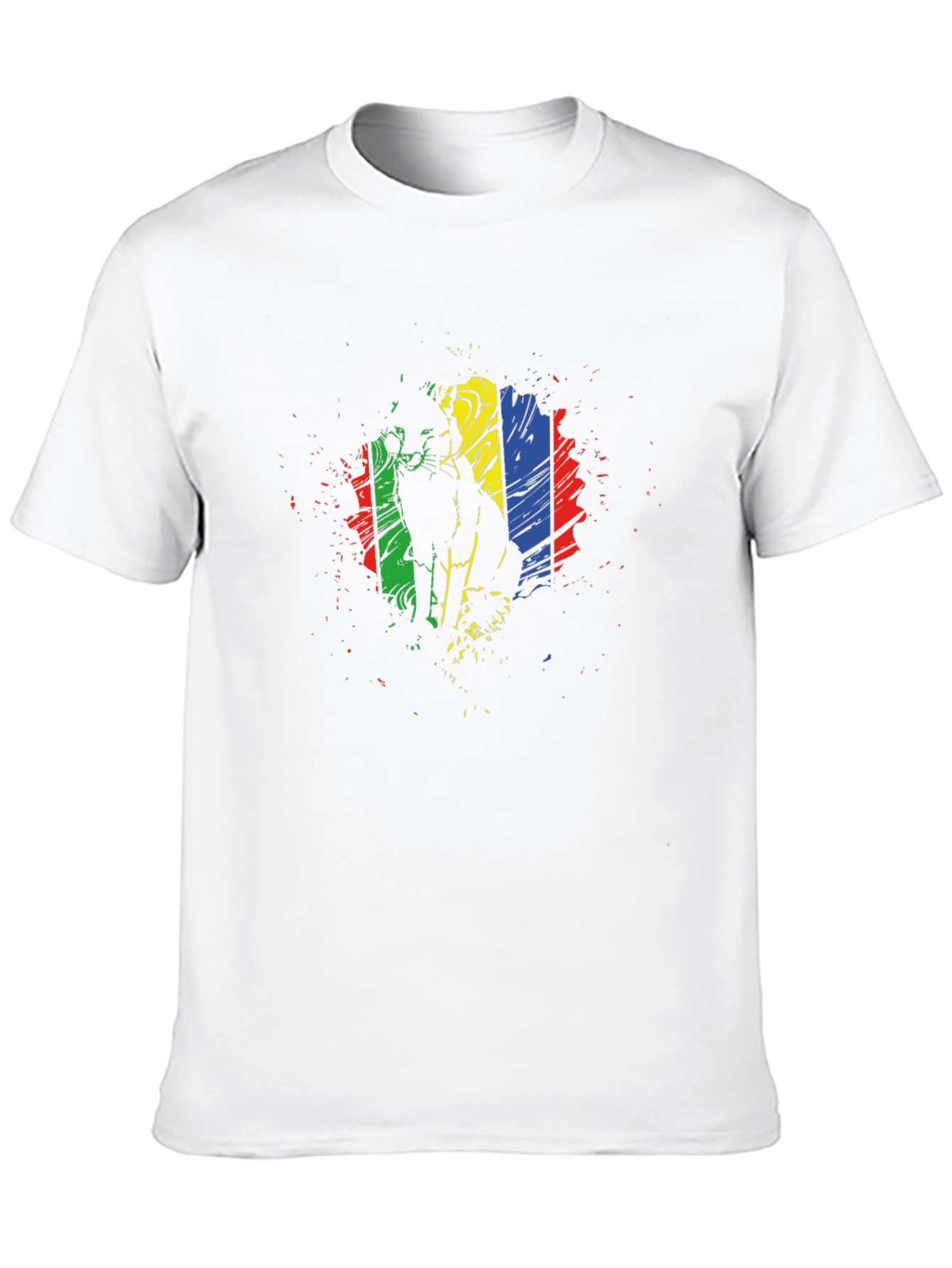 Abstract Cat Graphic Black T-Shirt
