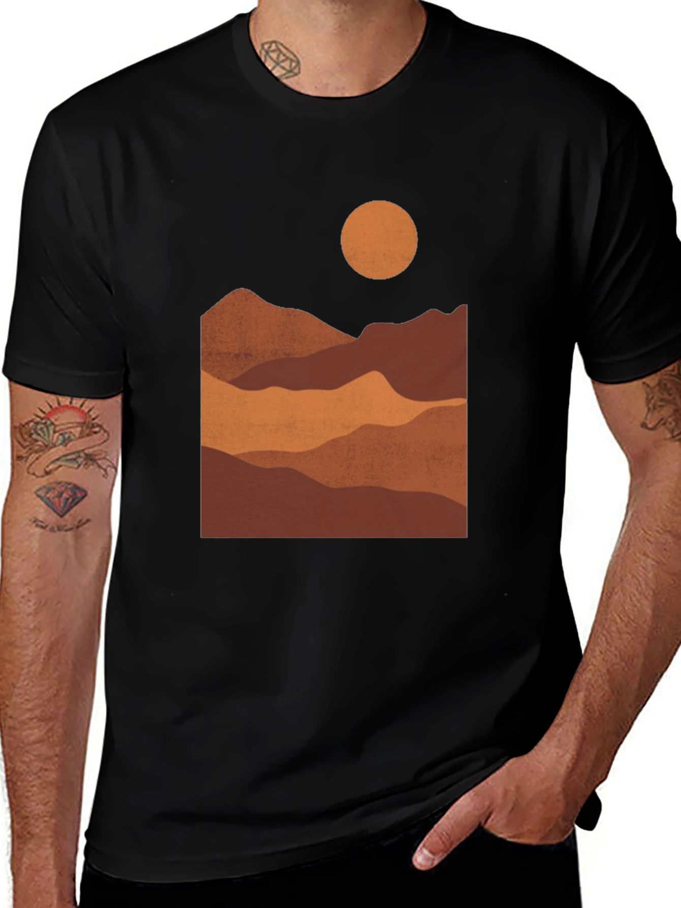 Mountains Graphic Print Tee - Earth Tones