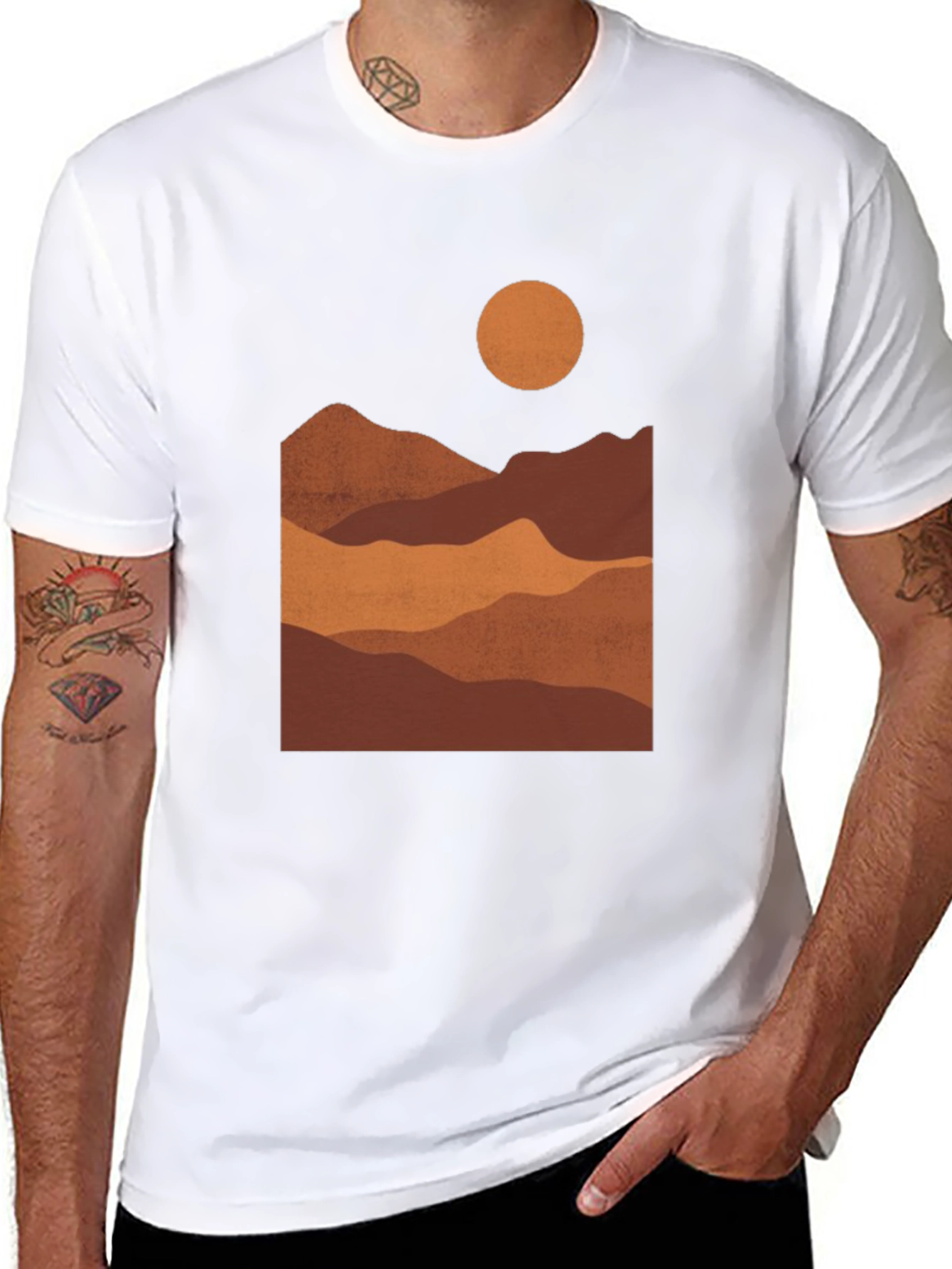 Mountains Graphic Print Tee - Earth Tones
