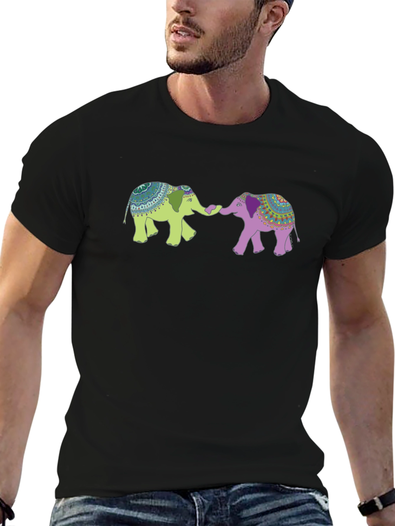 Elephant Graphic Tee - Black Cotton Blend
