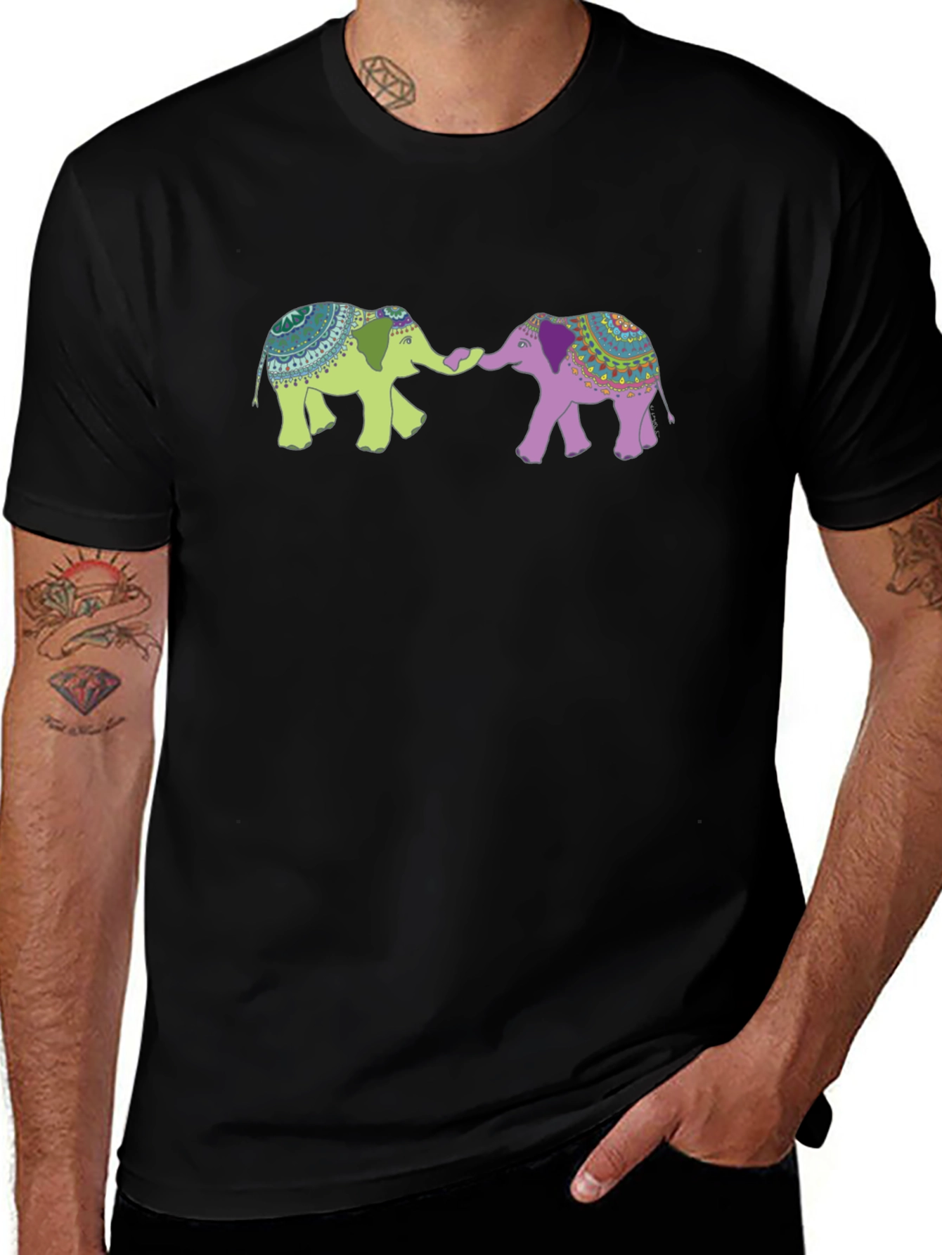 Elephant Graphic Tee - Black Cotton Blend