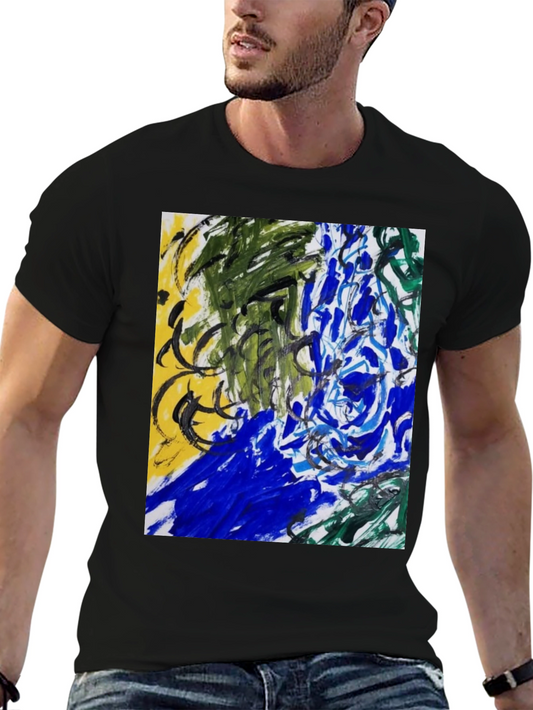 Abstract Art Graphic Tee - Modern Art Black T-Shirt