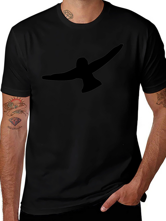 Black T-Shirt with Abstract Bird Graphic