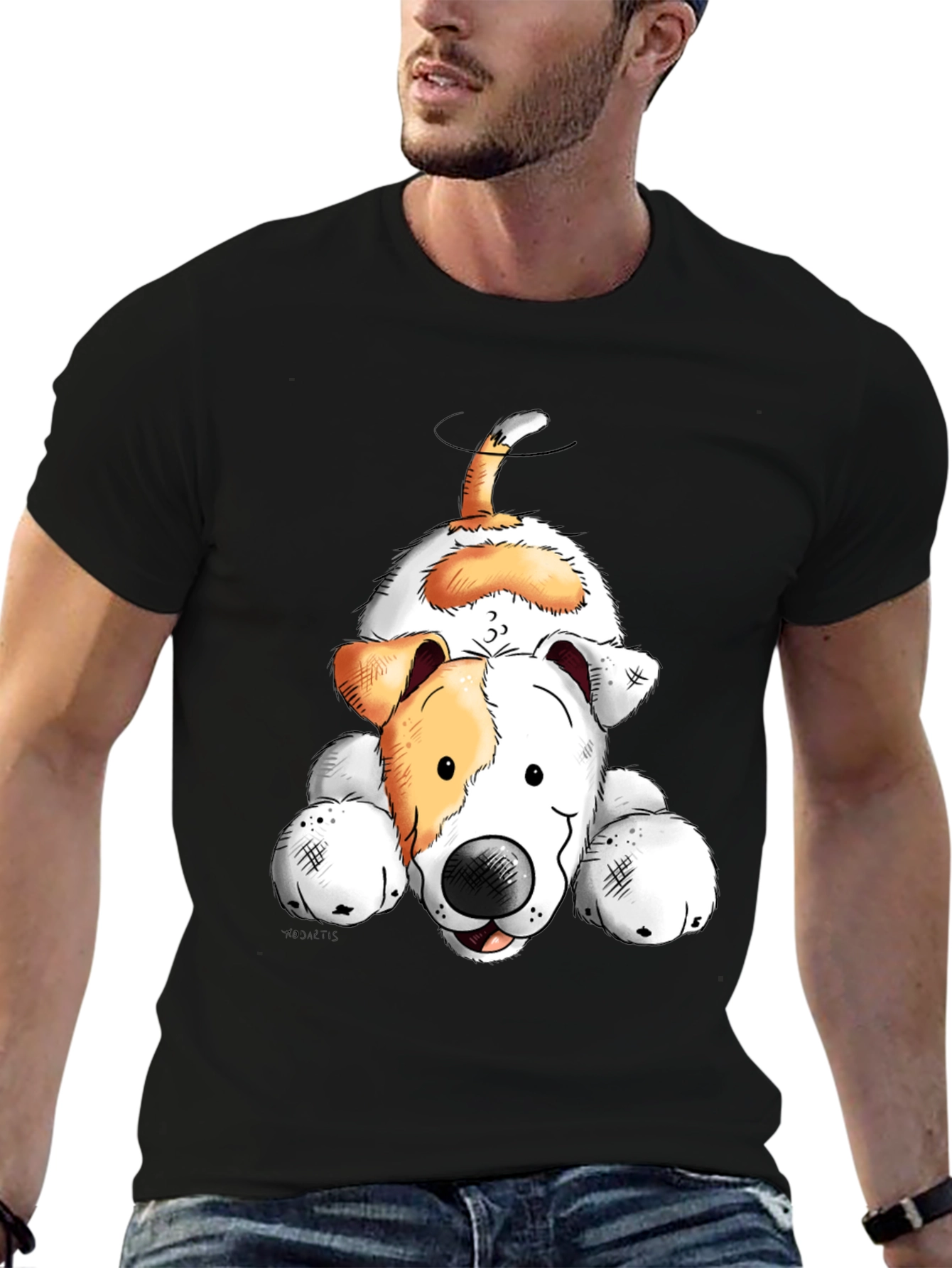 Cartoon Dog Graphic Tee - Black Unisex Shirt