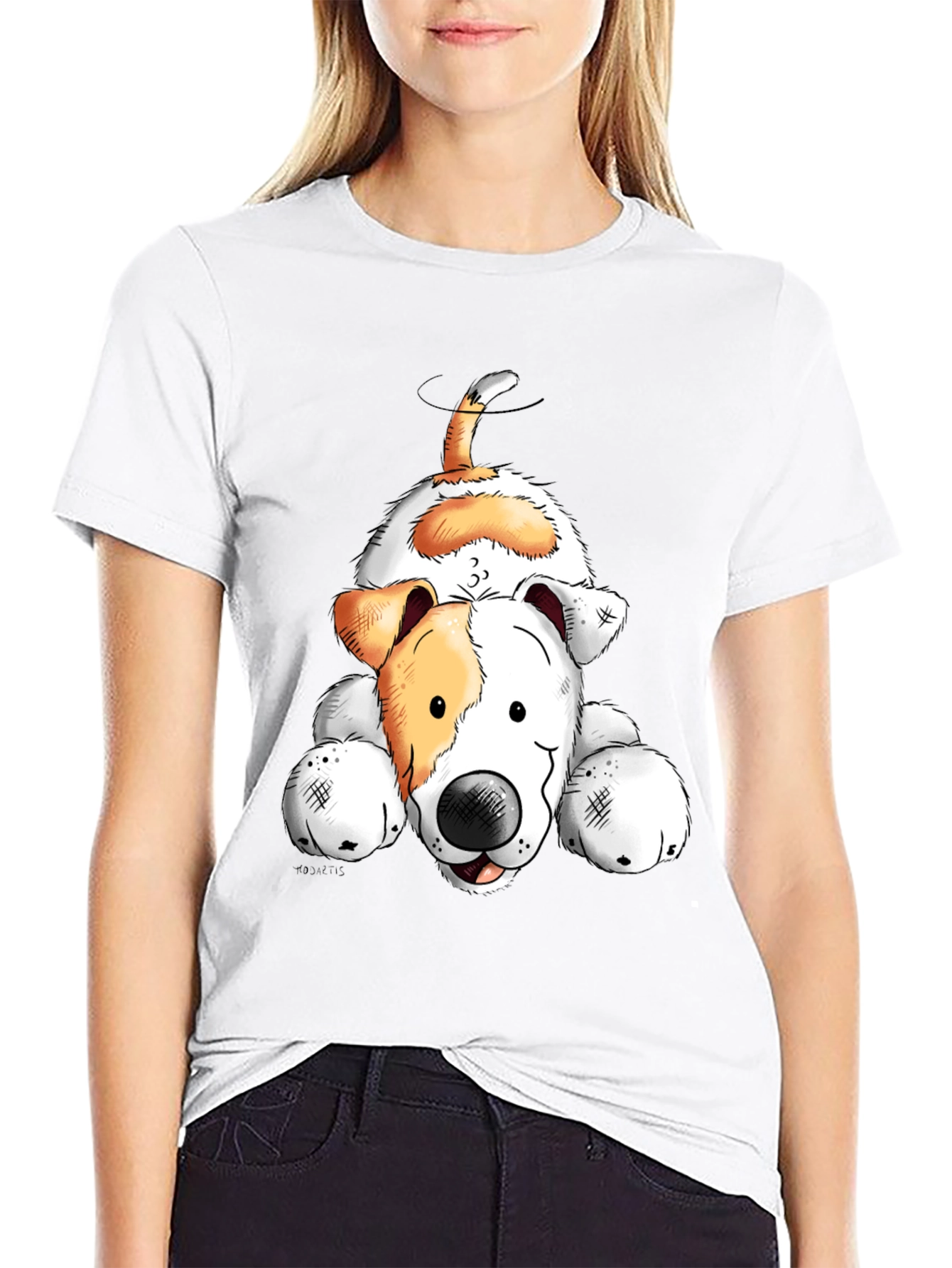 Cartoon Dog Graphic Tee - Black Unisex Shirt