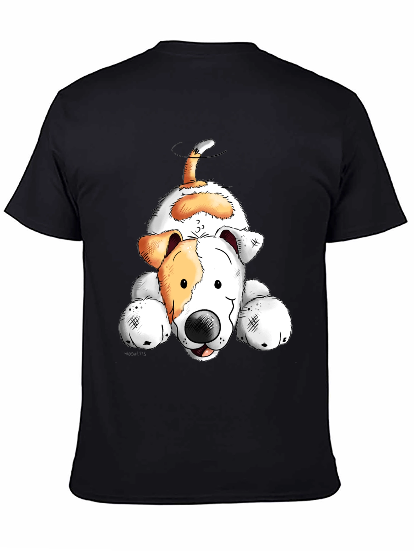 Cartoon Dog Graphic Tee - Black Unisex Shirt