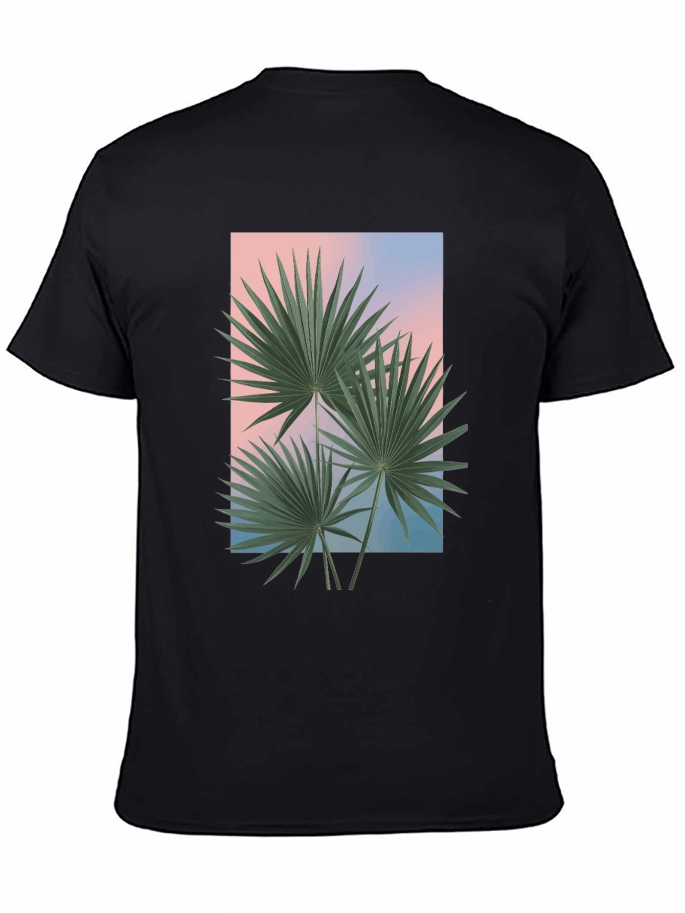 Tropical Palm Graphic Tee - Black Casual T-Shirt