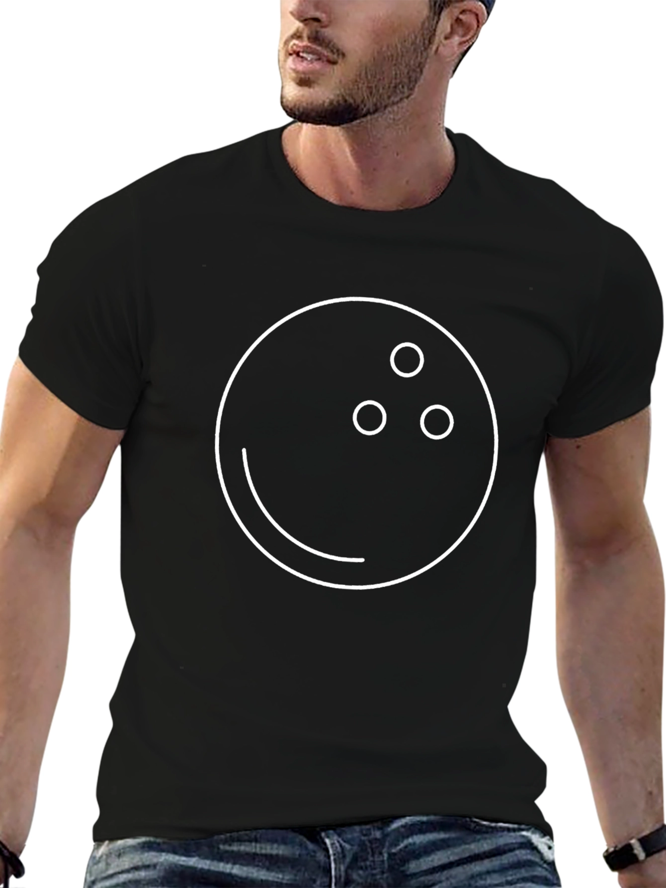 Bowling Ball Graphic Tee - Black Cotton T-Shirt