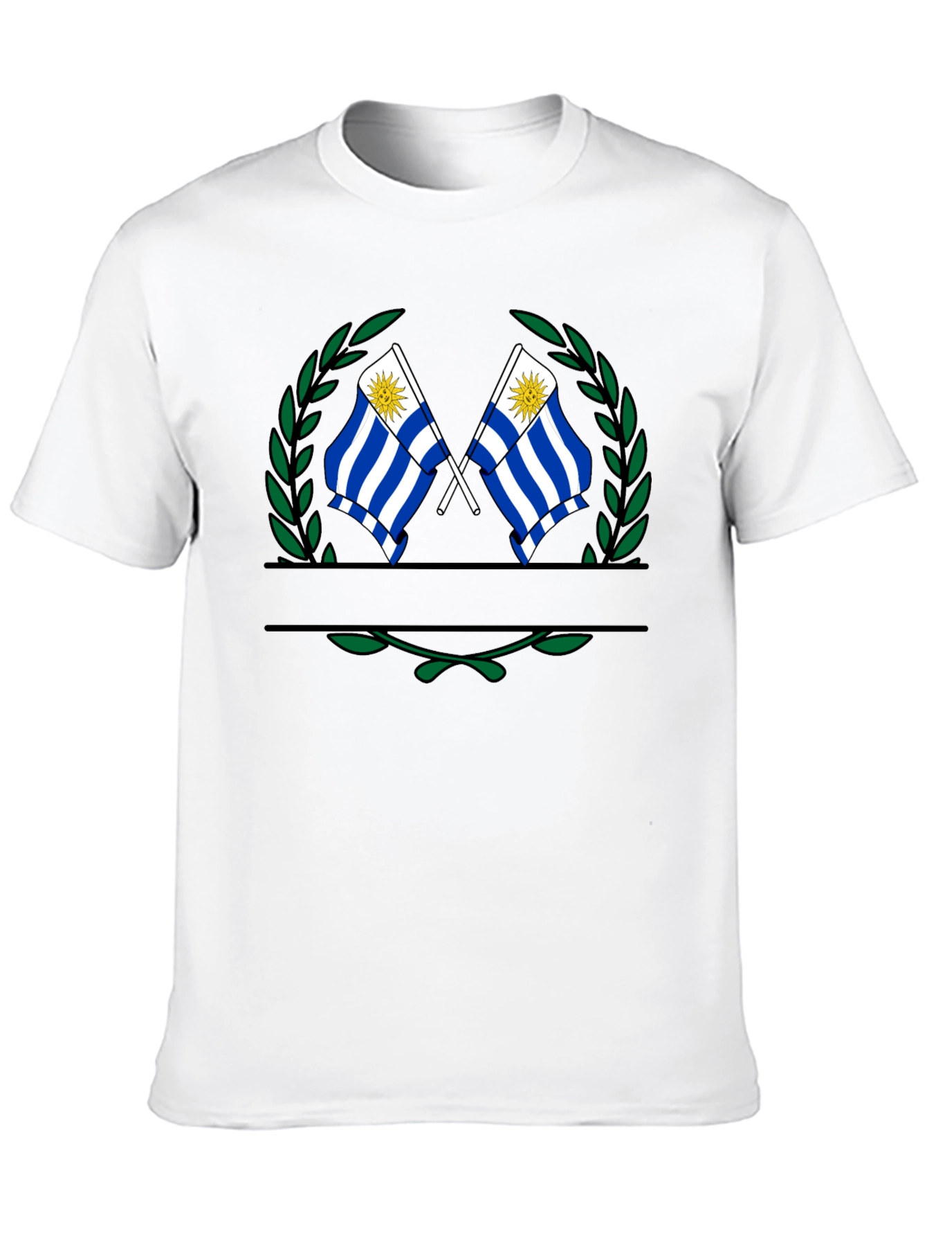 Uruguay Flag T-Shirt - Mens Black Crew Neck