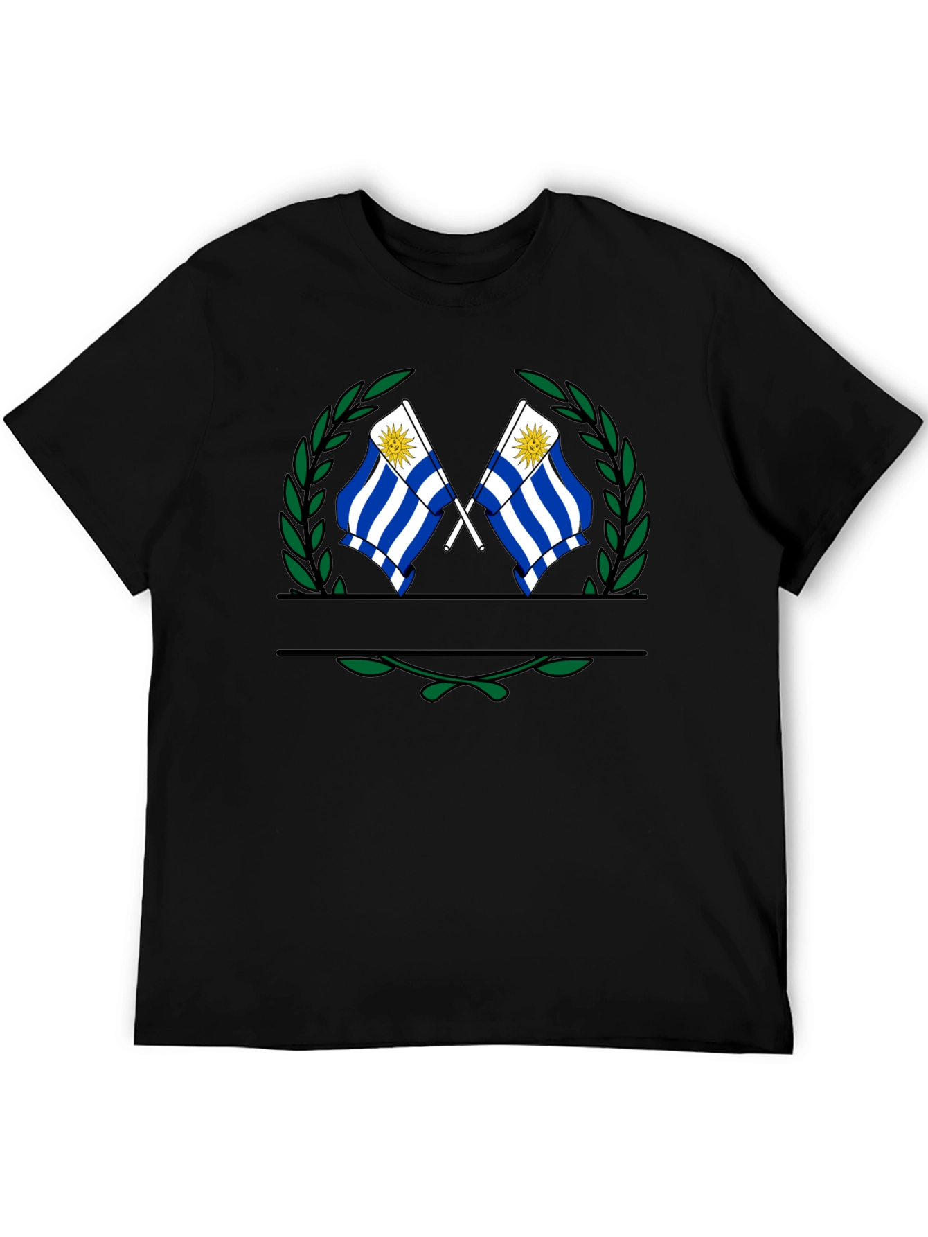 Uruguay Flag T-Shirt - Mens Black Crew Neck
