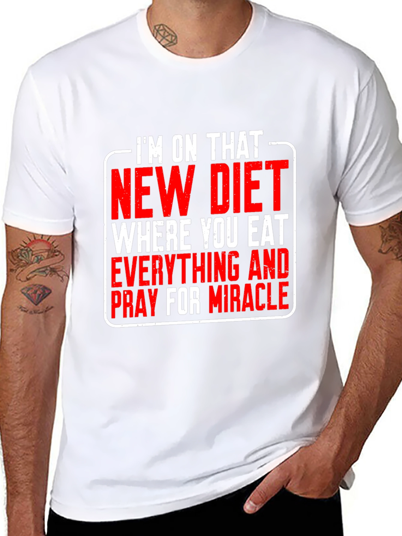 Humorous Diet T-Shirt: Eat Everything & Pray