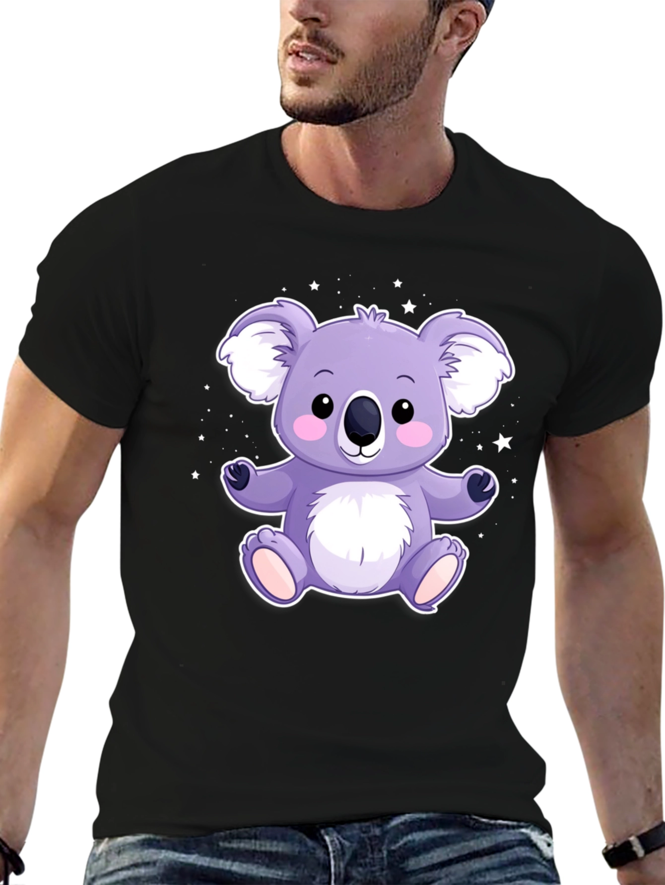 Cute Koala Bear Graphic Tee - Black